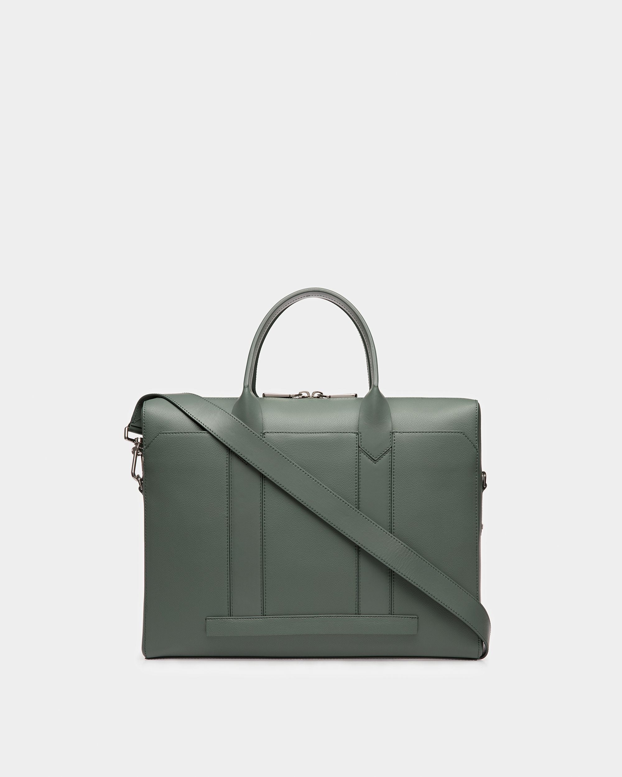 Elter Sac Professionnel En Cuir Vert Sauge Et Palladium - Homme - Bally - 02