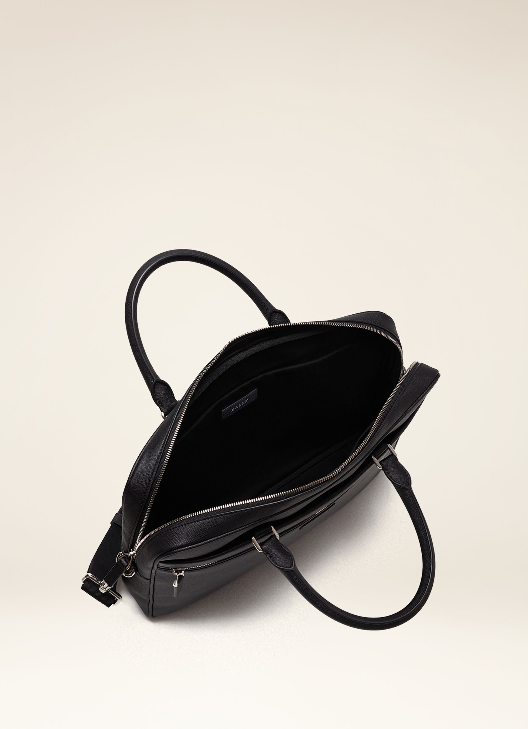 Men's Black Leather Business Bag - Homme - Bally - 03