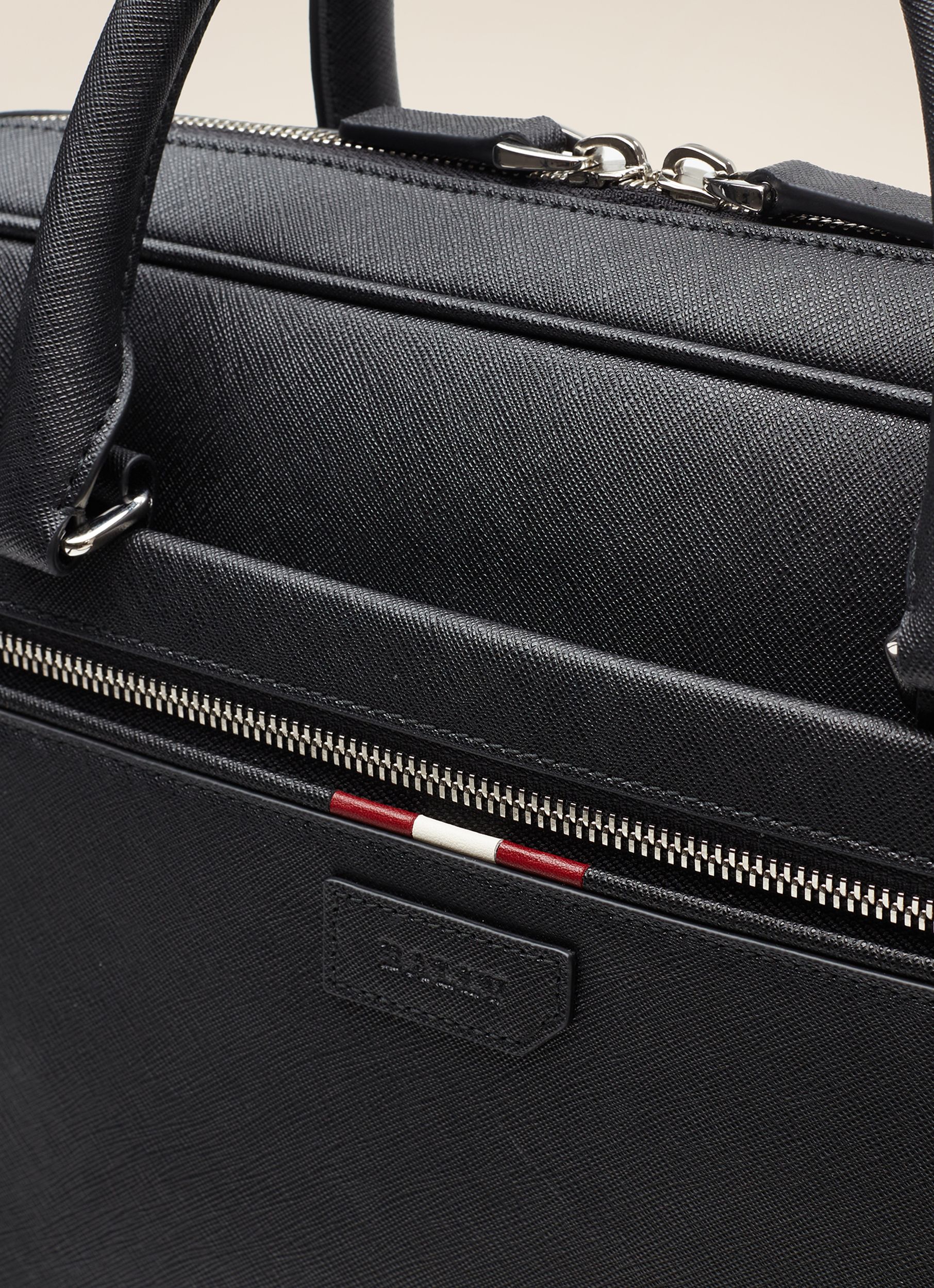 Men's Black Leather Business Bag - Homme - Bally - 04
