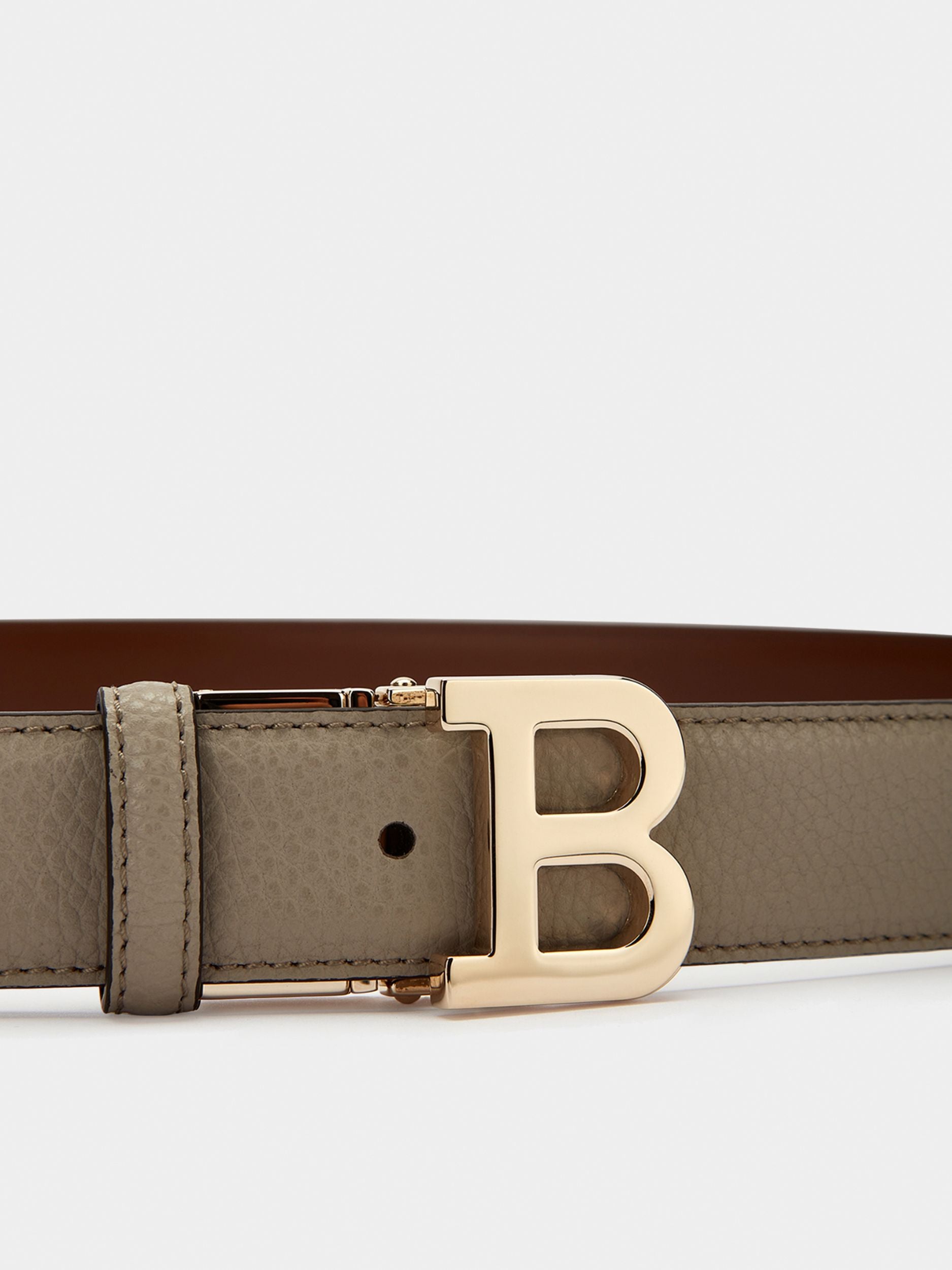 Women's Grey Leather Belt - Femme - Bally - 03