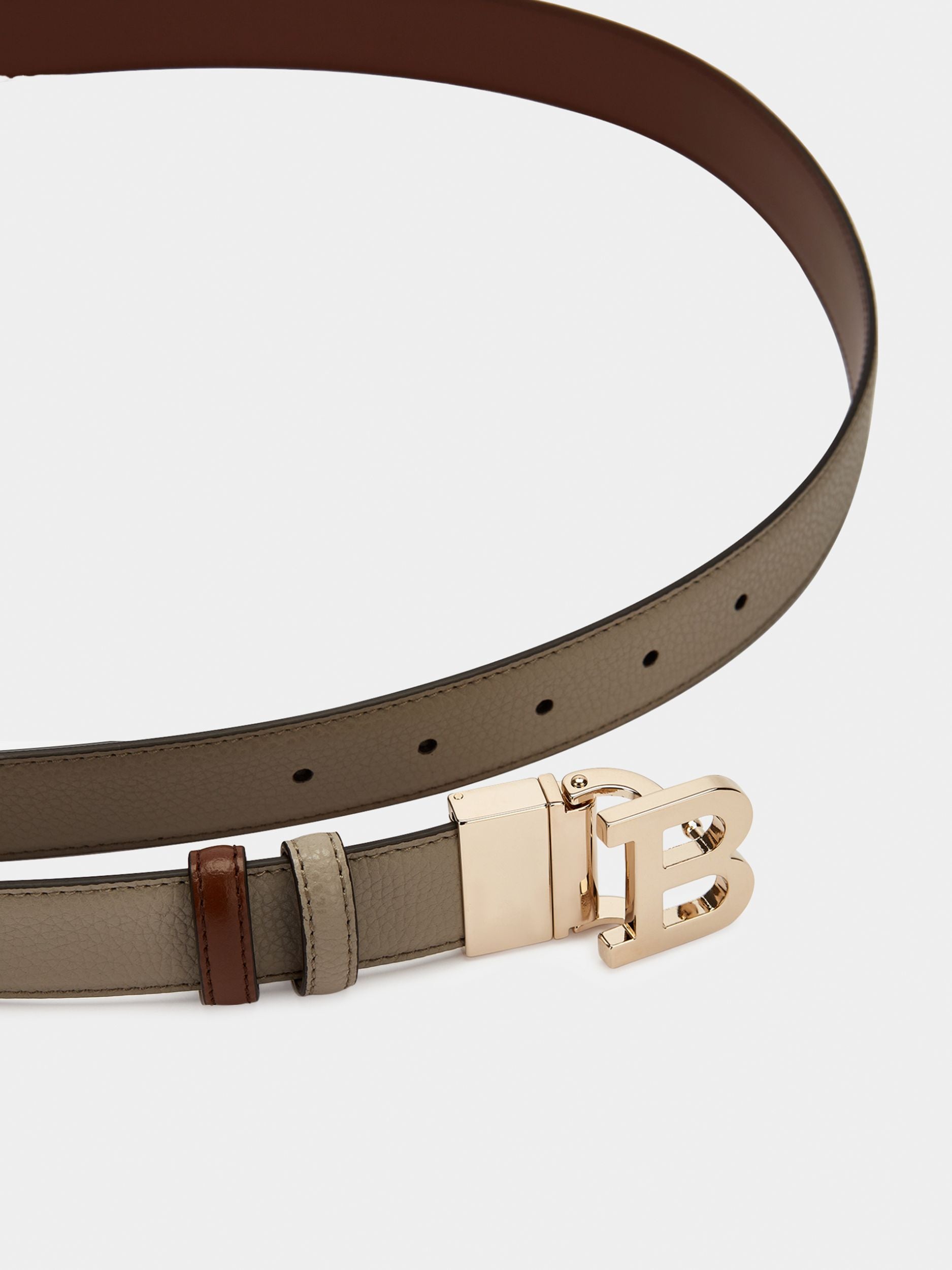 Women's Grey Leather Belt - Femme - Bally - 04