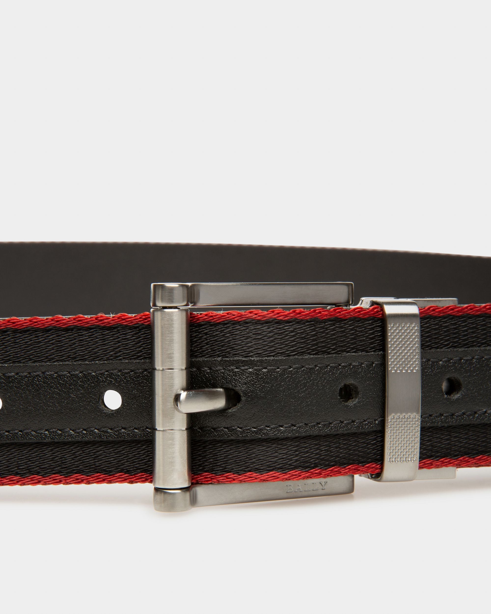 Taylan Ceinture 35 Mm En Cuir Et Tissu Noir - Homme - Bally - 03