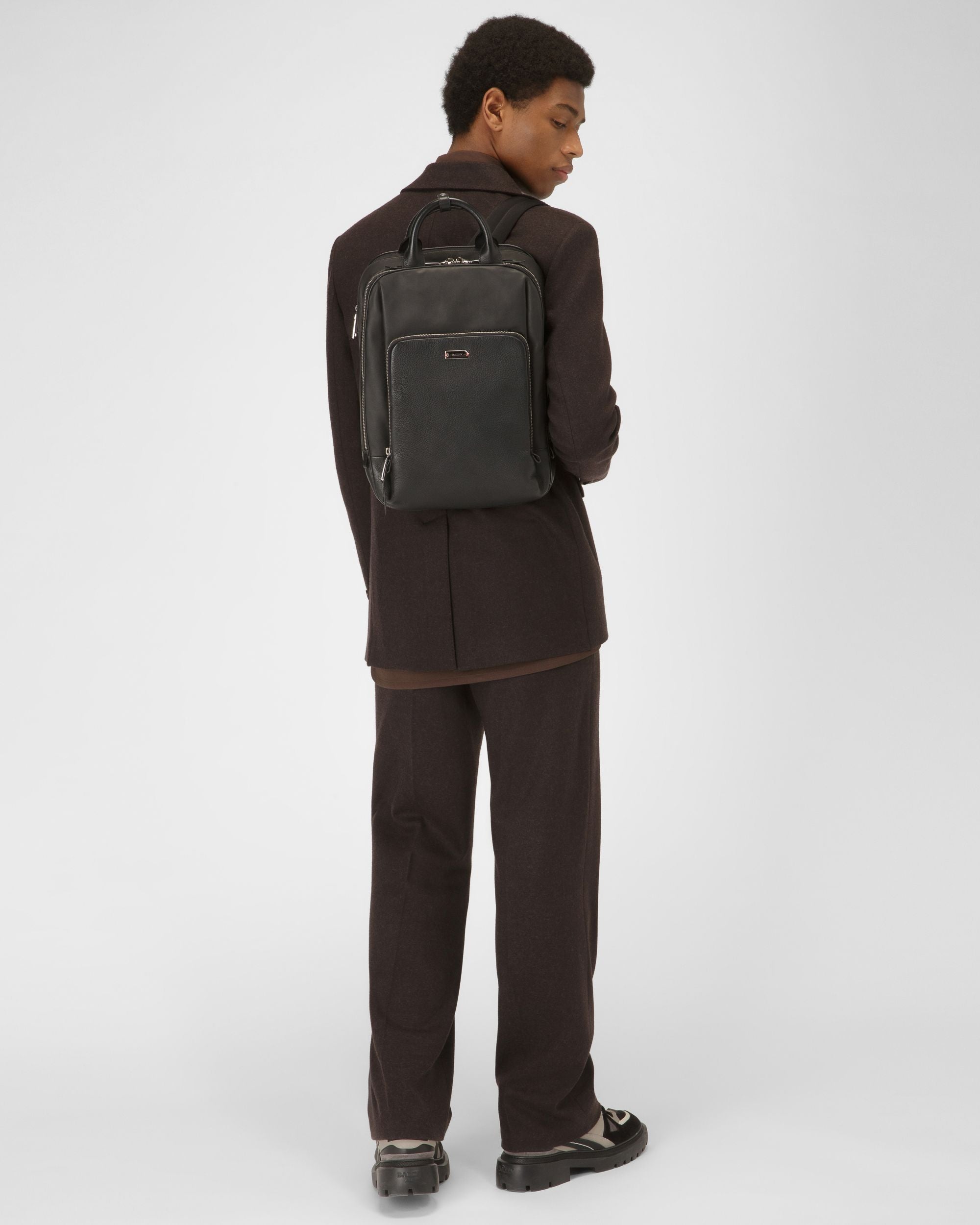 Veltio Sac À Dos Noir En Toile Enduite Et Cuir - Homme - Bally - 01