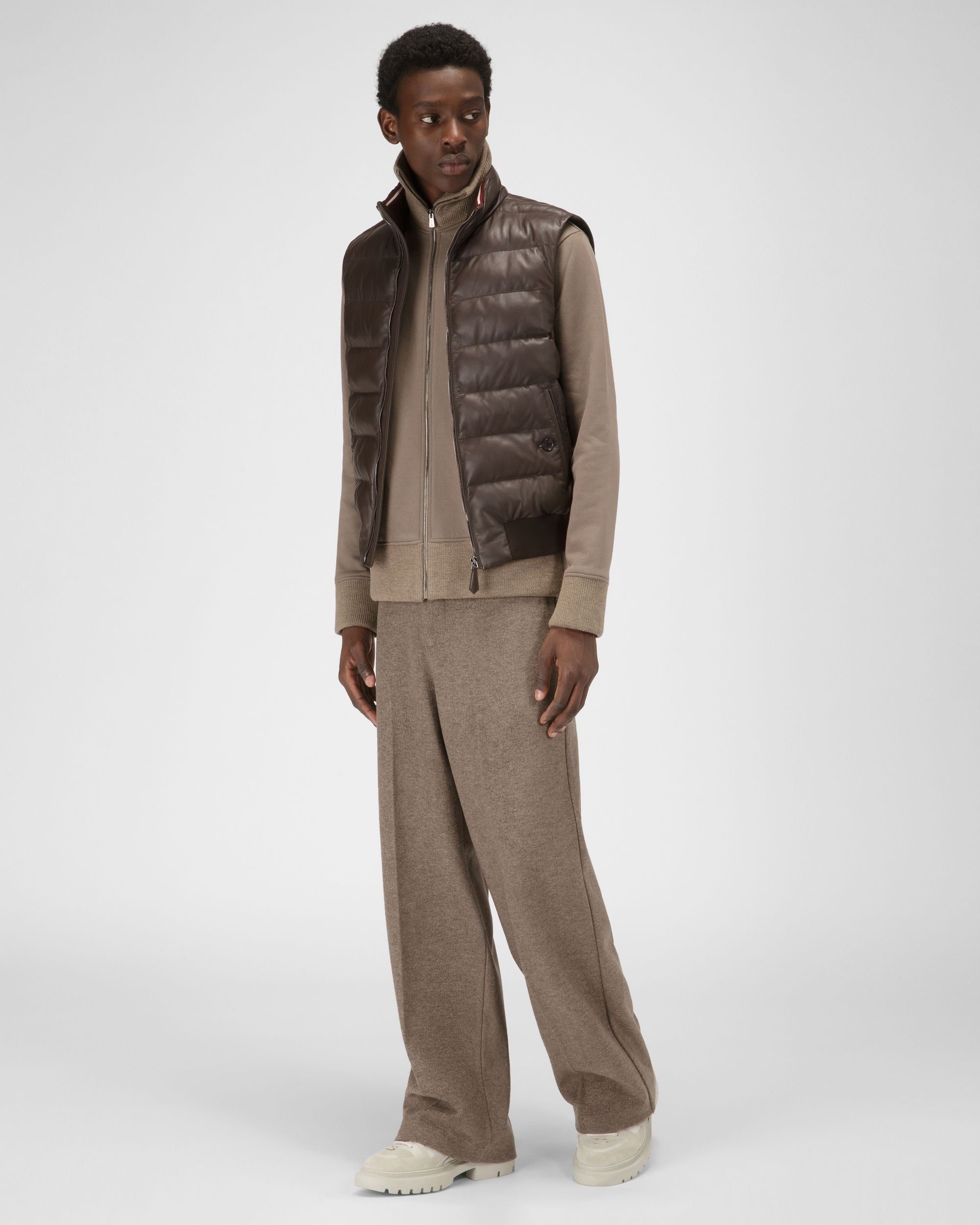 Blouson En Cuir Marron Ébène - Homme - Bally - 02