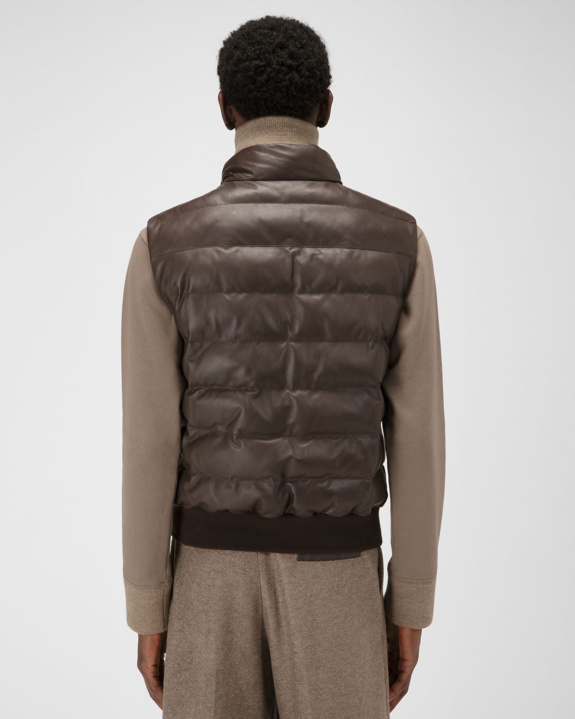 Blouson En Cuir Marron Ébène - Homme - Bally - 04