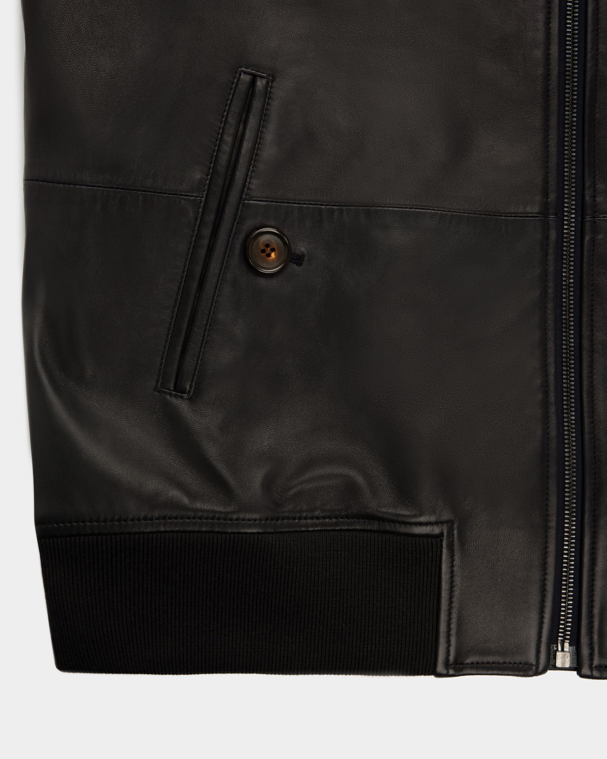Blouson Bomber En Cuir Noir - Homme - Bally - 03