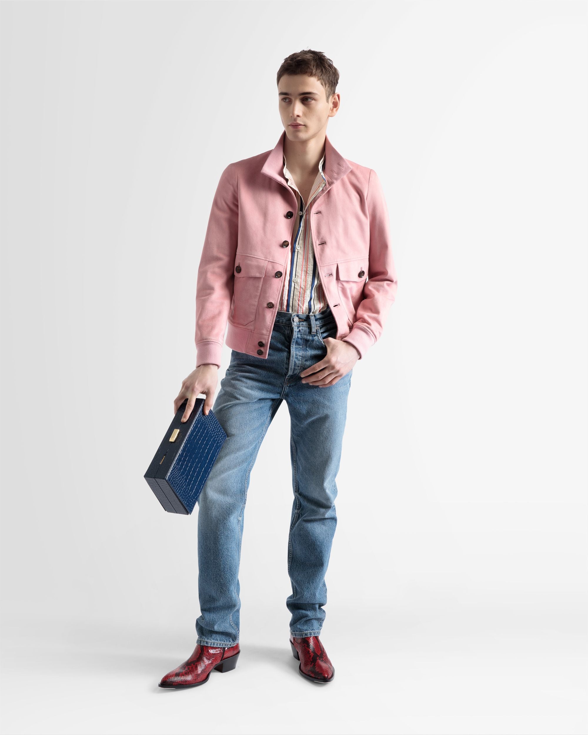 Blouson Bomber En Cuir Rose - Homme - Bally - 02