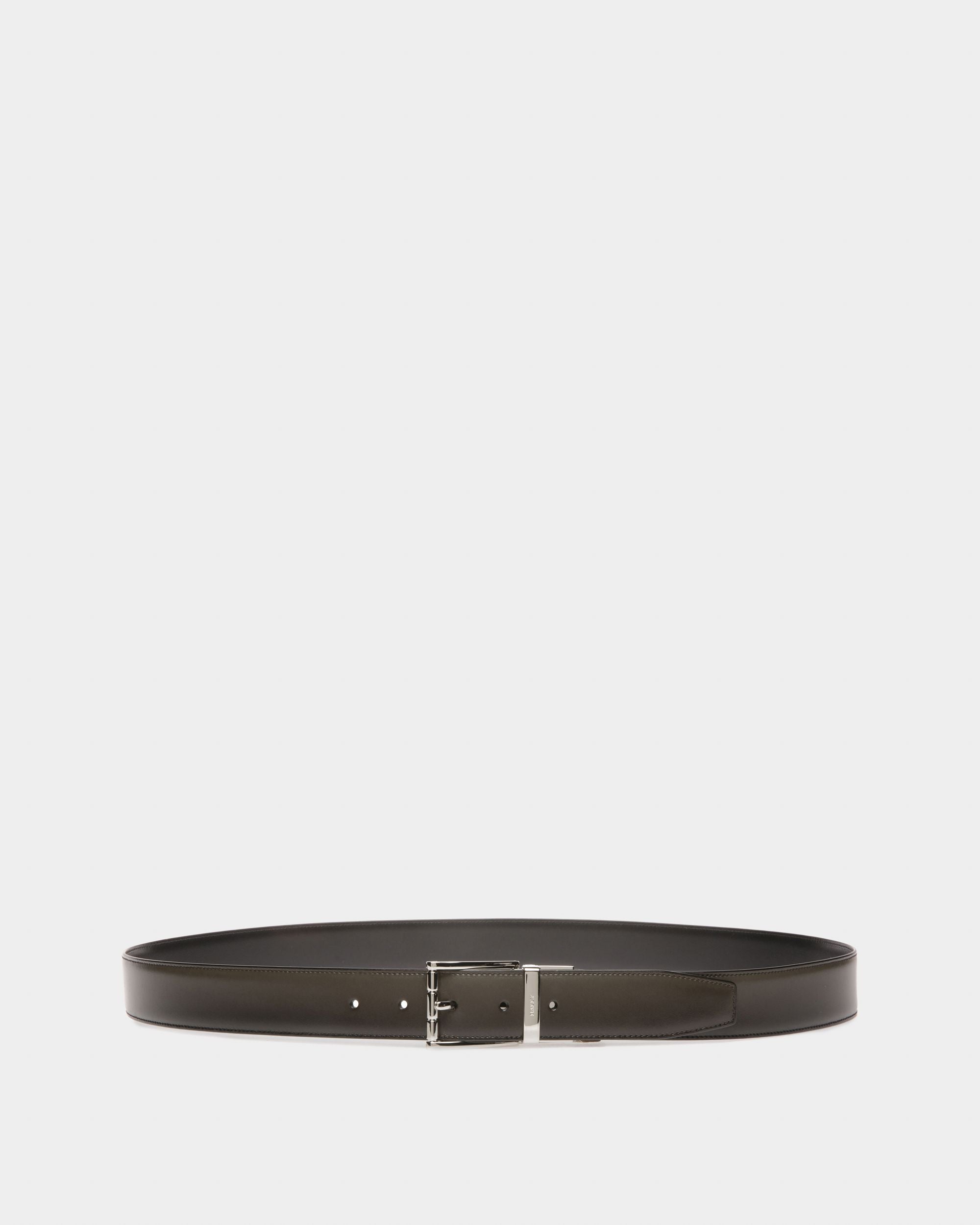 Astor Ceinture 35 Mm En Cuir Vert Militaire Et Noir - Homme - Bally - 01