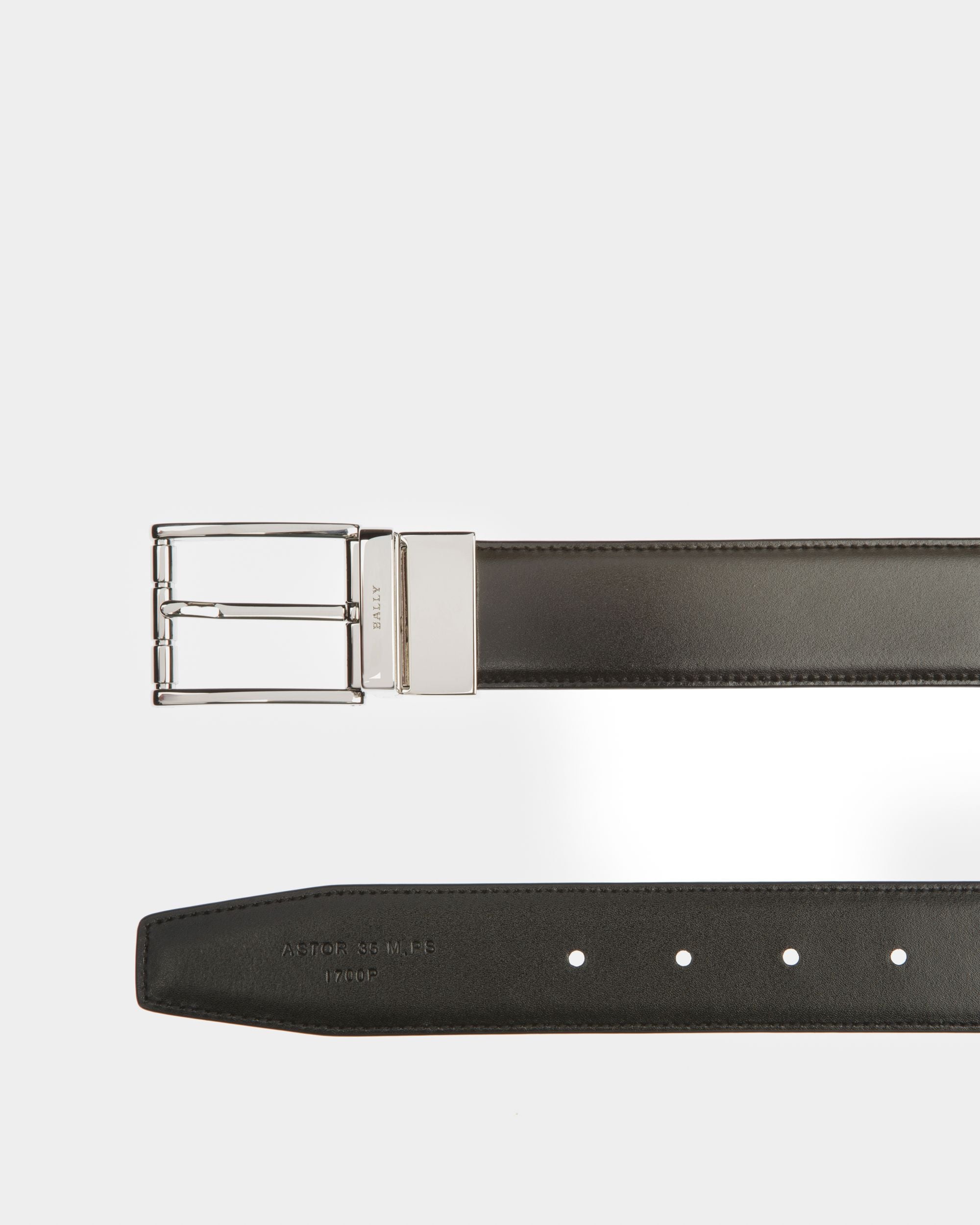 Astor Ceinture 35 Mm En Cuir Vert Militaire Et Noir - Homme - Bally - 02