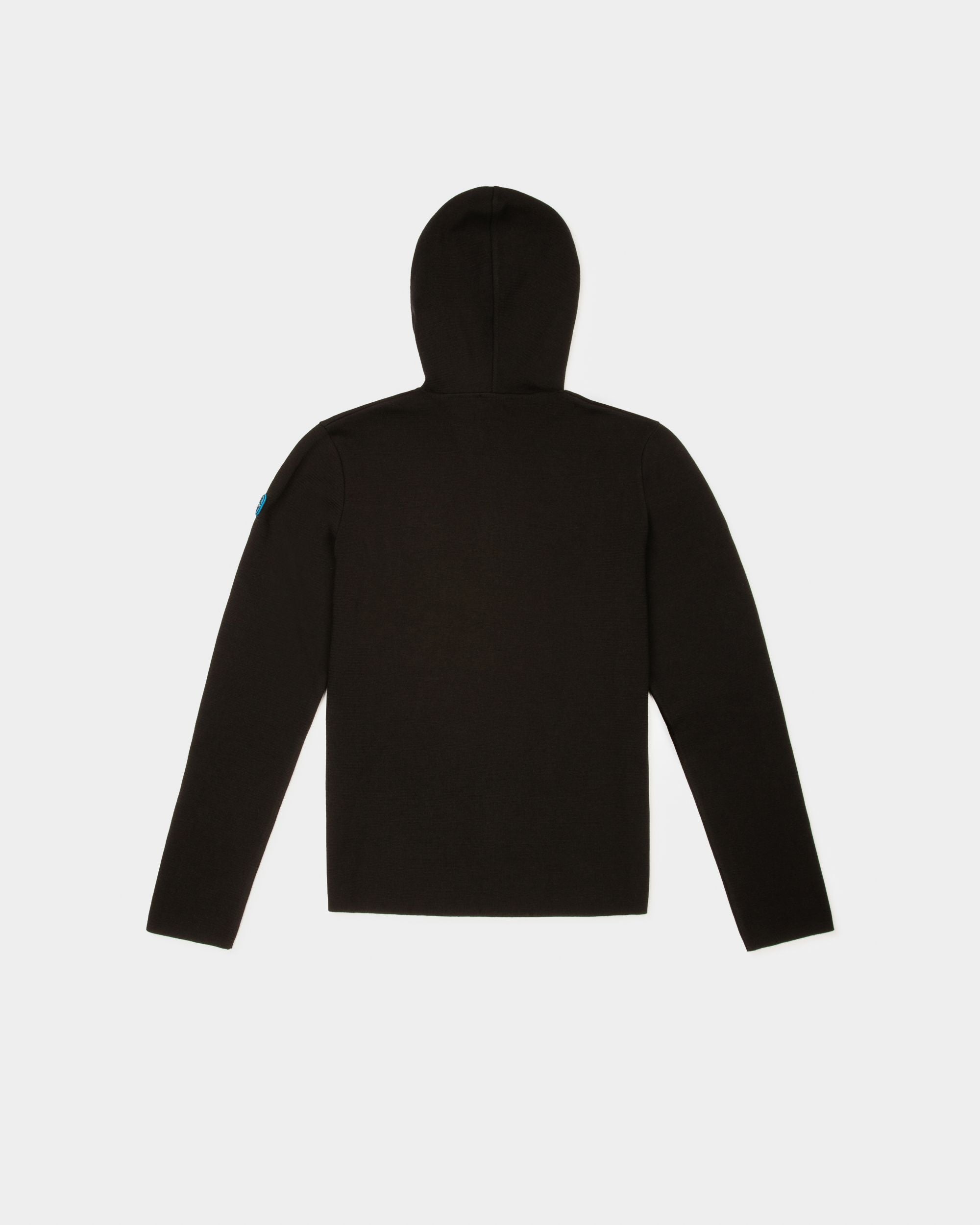 Pull À Capuche Thermique En Laine Mérinos Mélangée Noire - Homme - Bally - 02