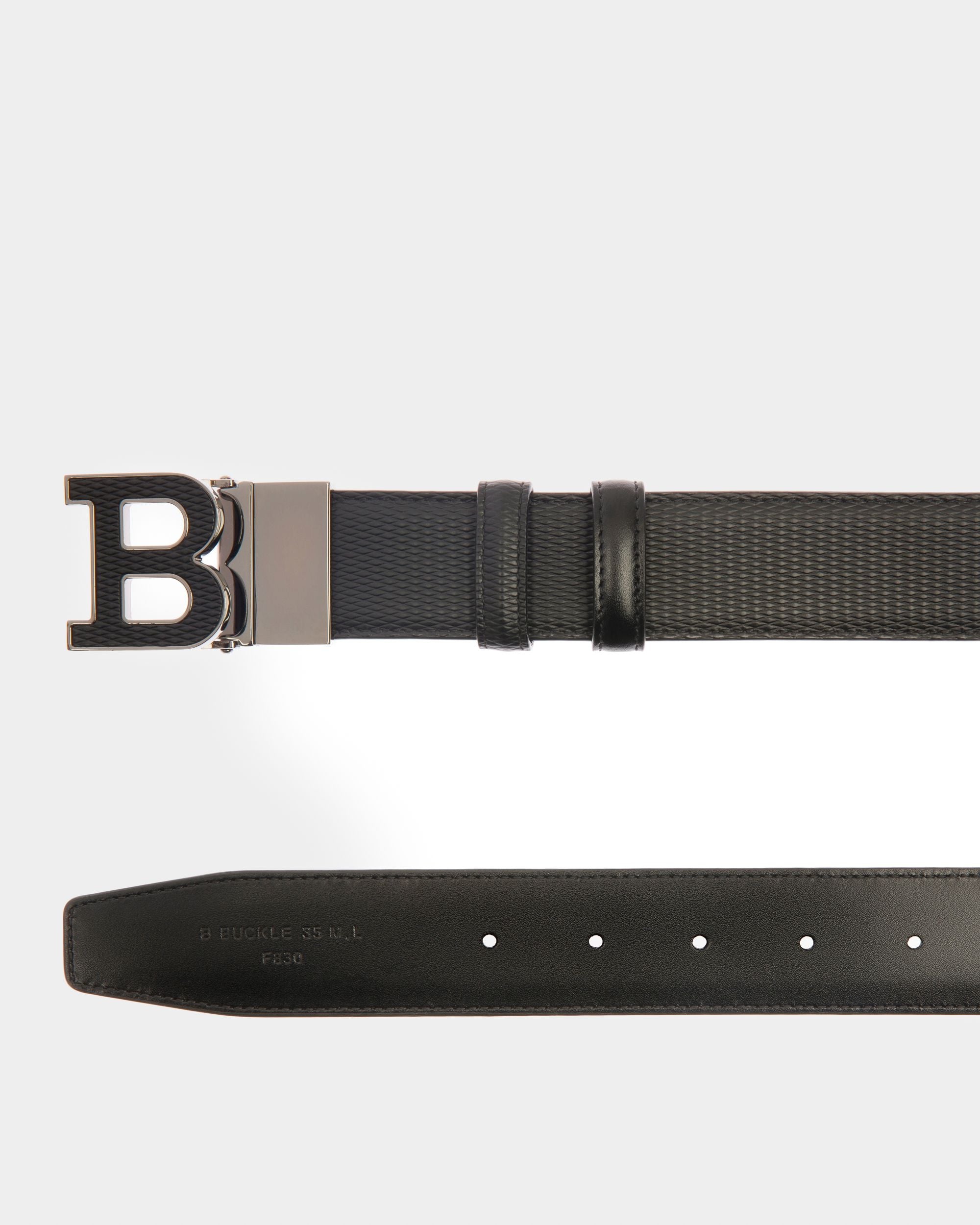 Boucle B Ceinture 35 Mm En Cuir Noir - Homme - Bally - 02