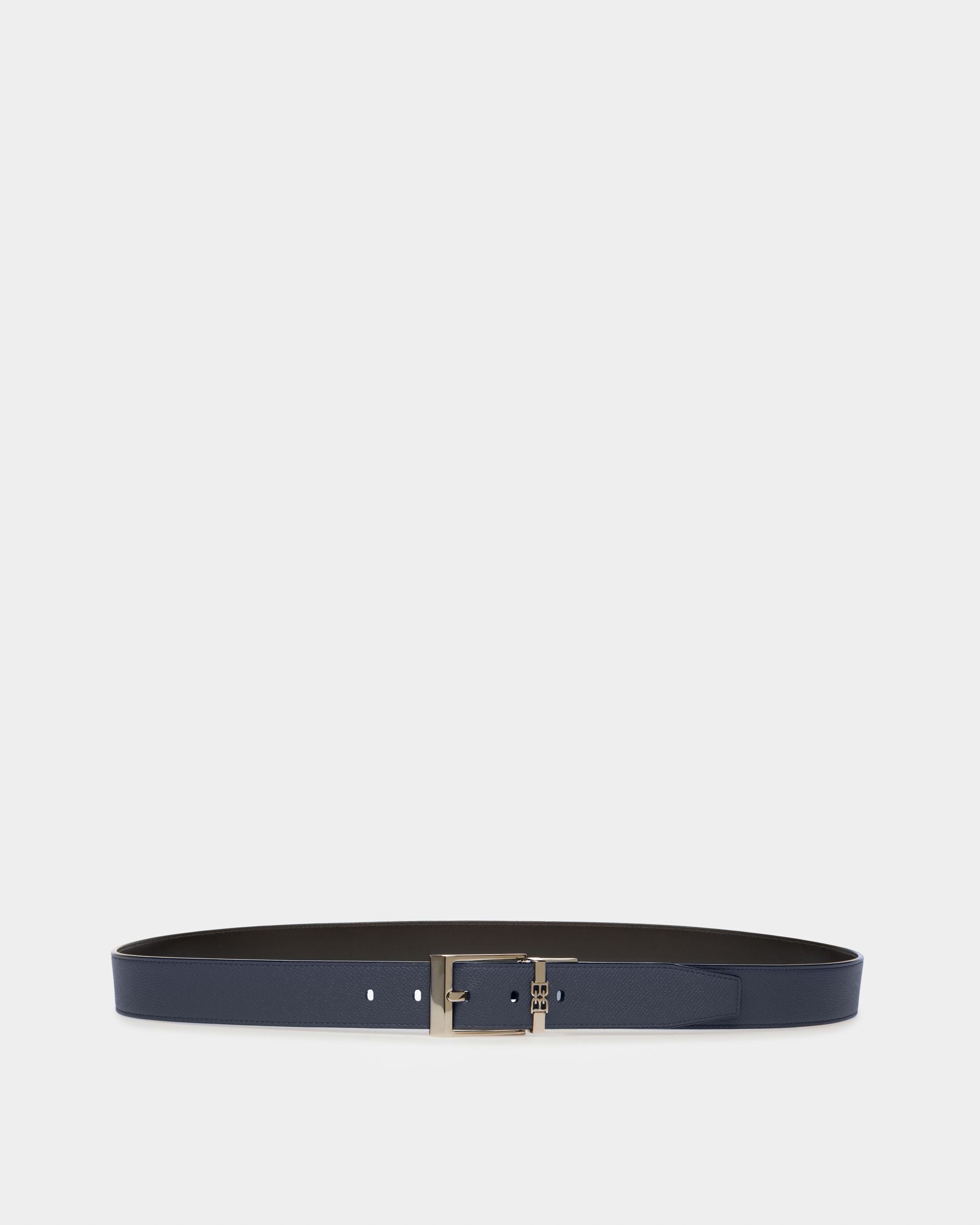 Parker Ceinture De 35 Mm En Cuir Bleu Marine Et Noir - Homme - Bally - 01