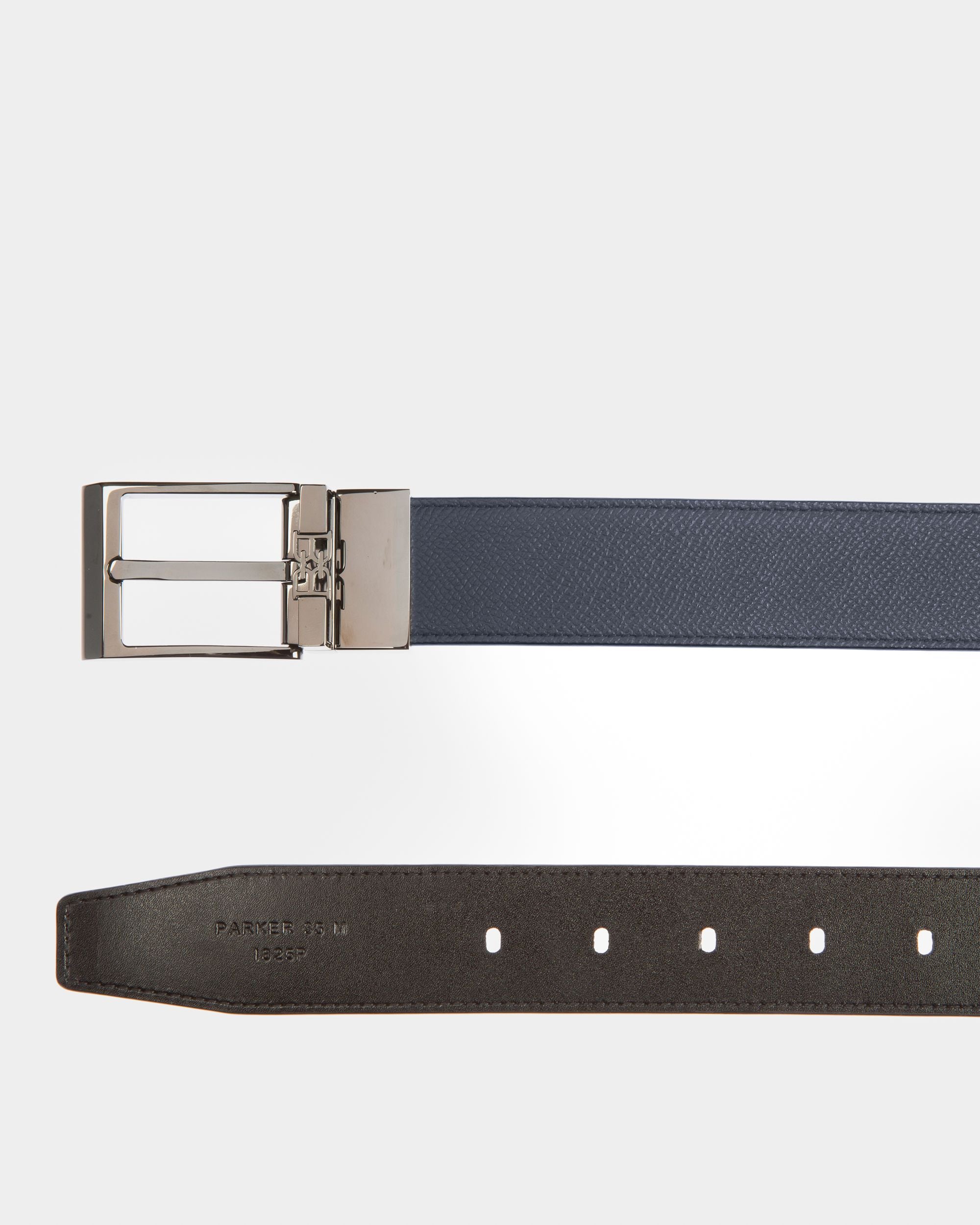 Parker Ceinture De 35 Mm En Cuir Bleu Marine Et Noir - Homme - Bally - 02