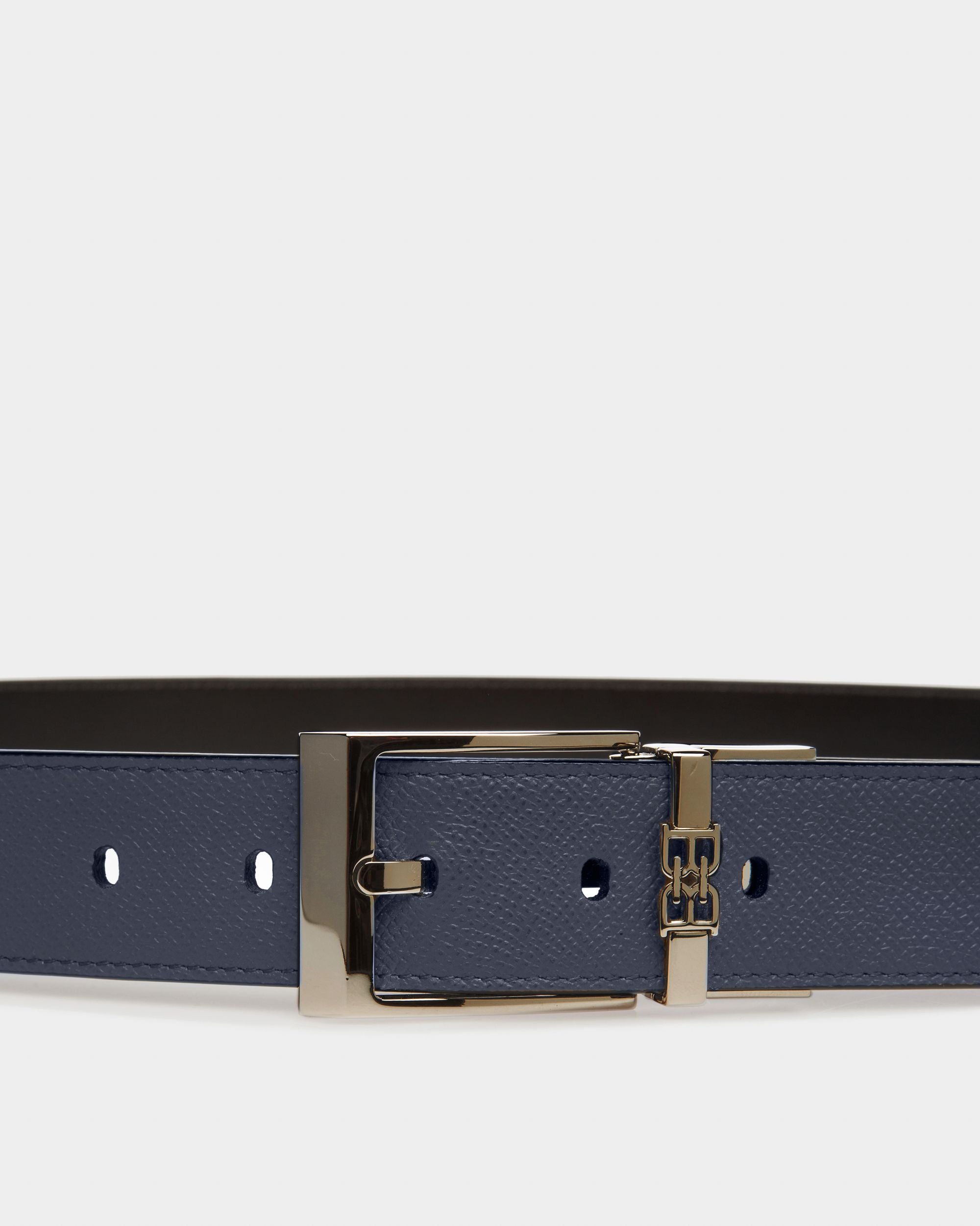 Parker Ceinture De 35 Mm En Cuir Bleu Marine Et Noir - Homme - Bally - 03