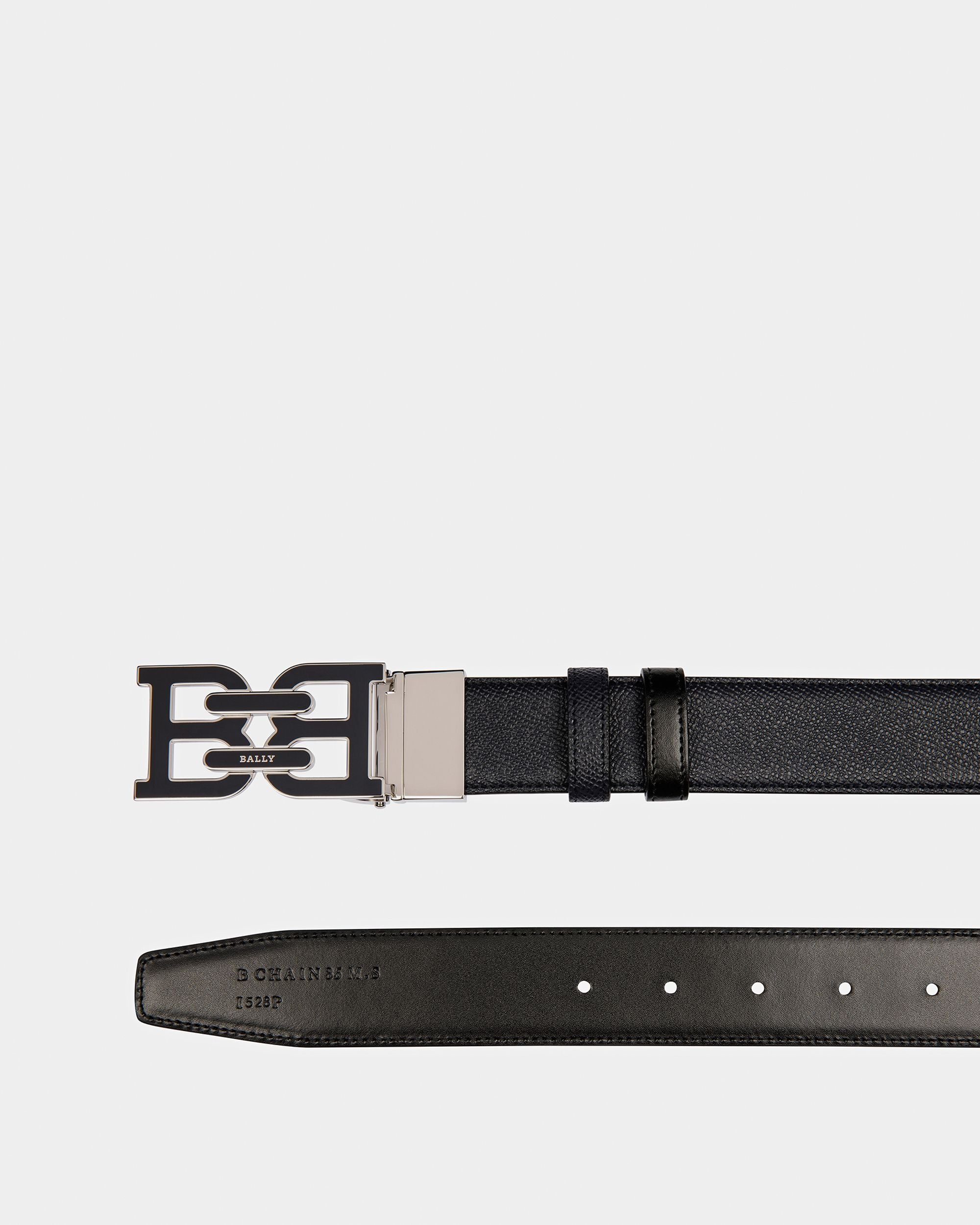 B Chain Ceinture En Cuir Bleu Nuit - Homme - Bally - 02