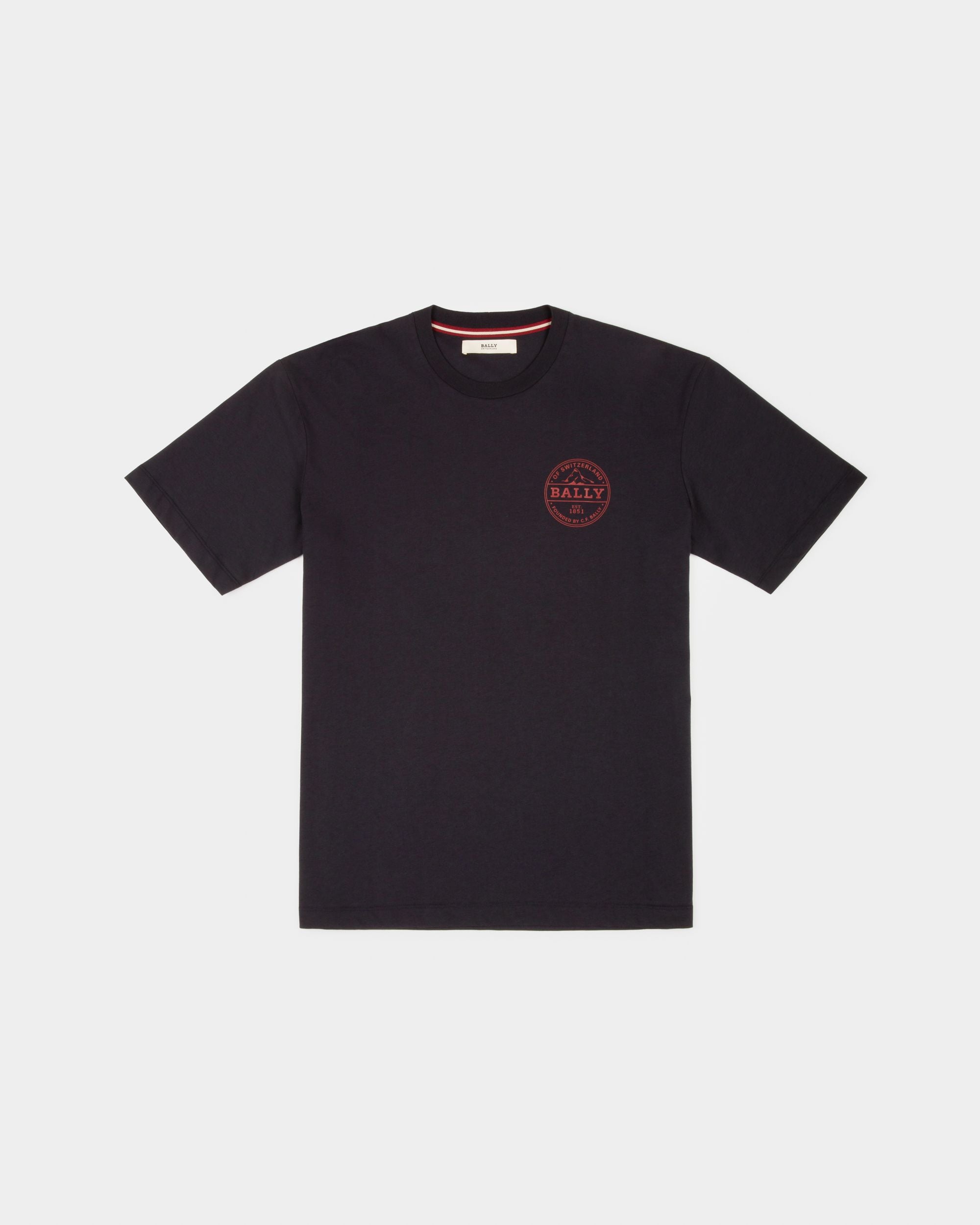 T-Shirt En Coton Bleu Marine - Homme - Bally - 01