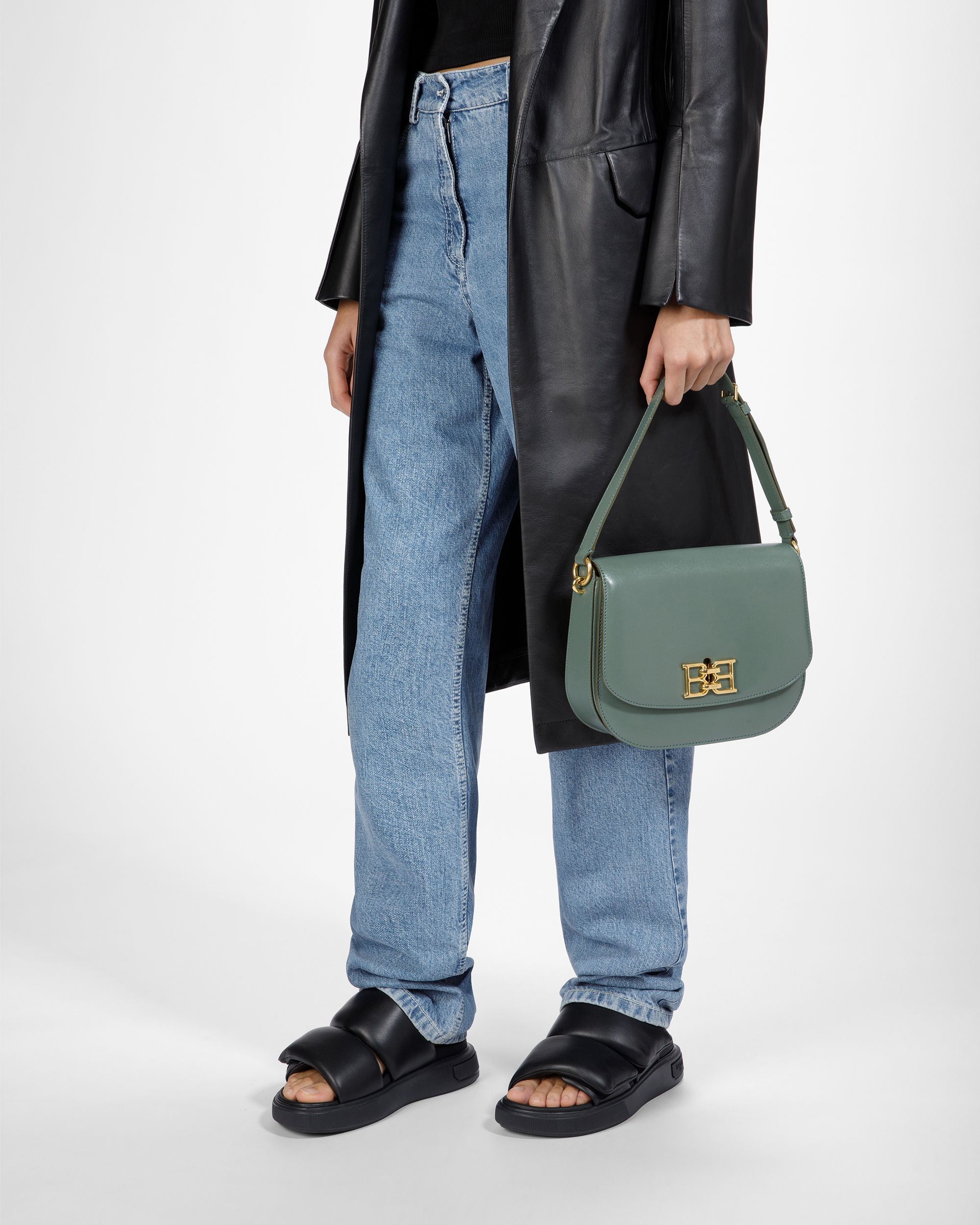 Beckie Sac À Bandoulière En Cuir Vert Sauge - Femme - Bally - 02