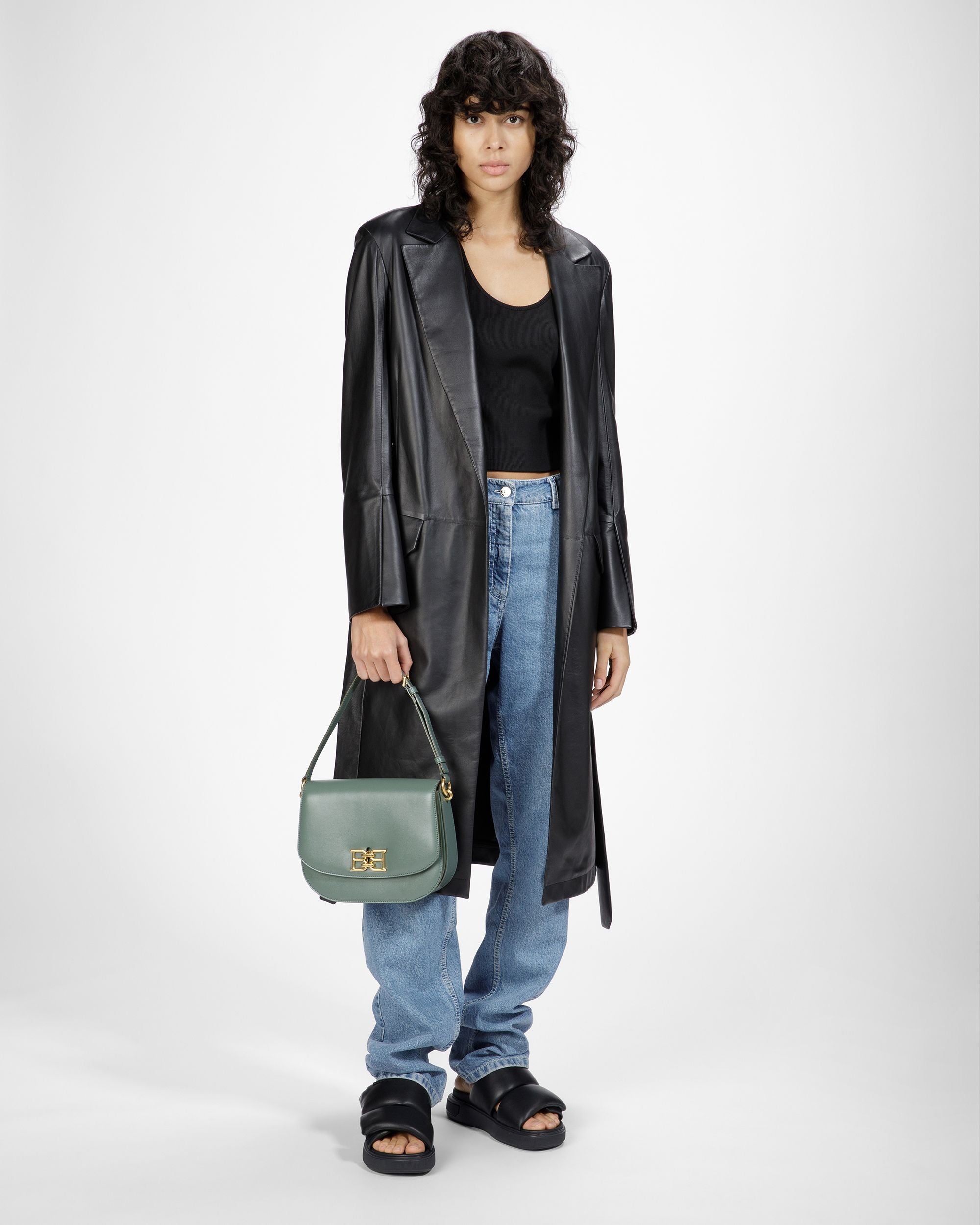 Beckie Sac À Bandoulière En Cuir Vert Sauge - Femme - Bally - 06