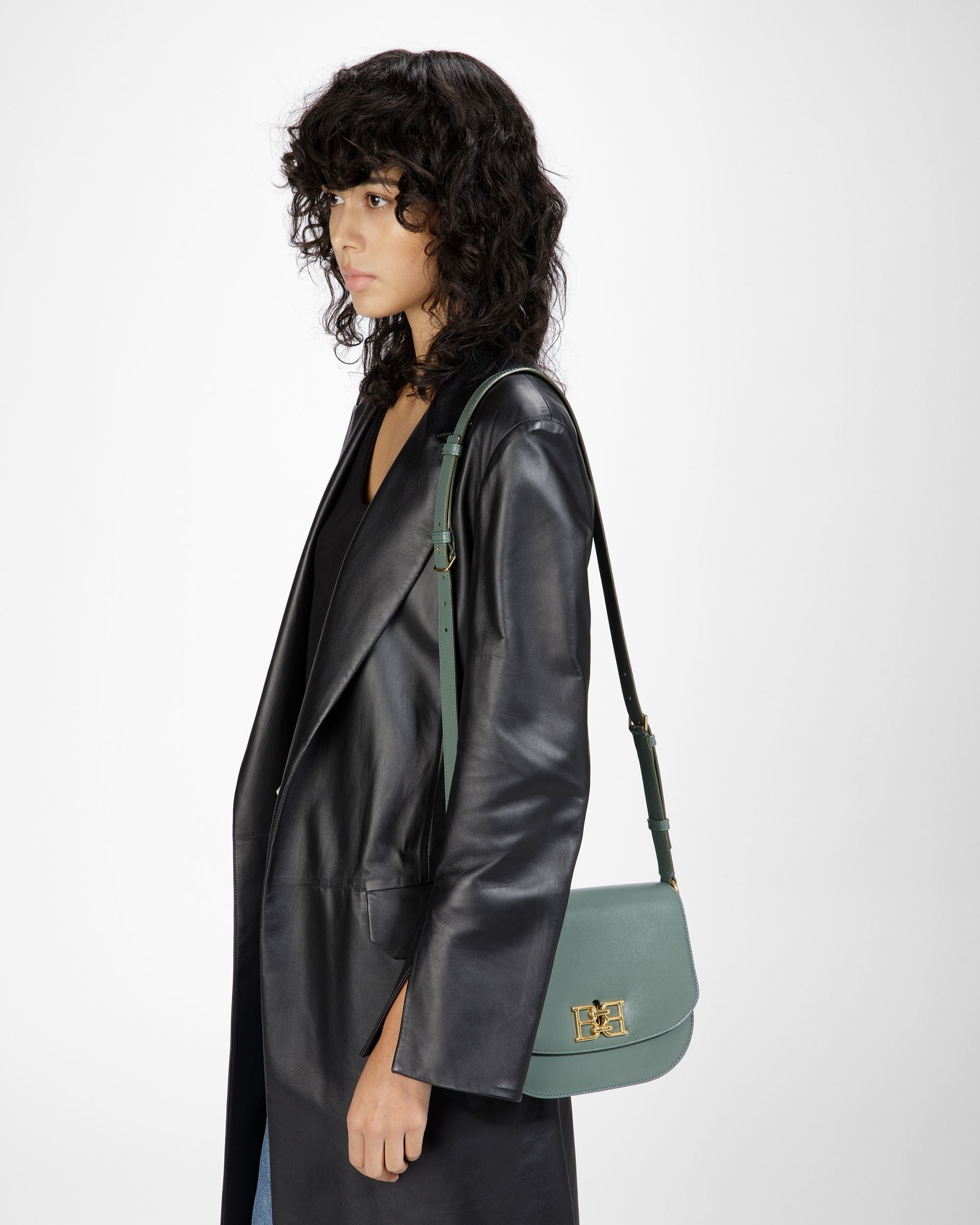 Beckie Sac À Bandoulière En Cuir Vert Sauge - Femme - Bally - 08