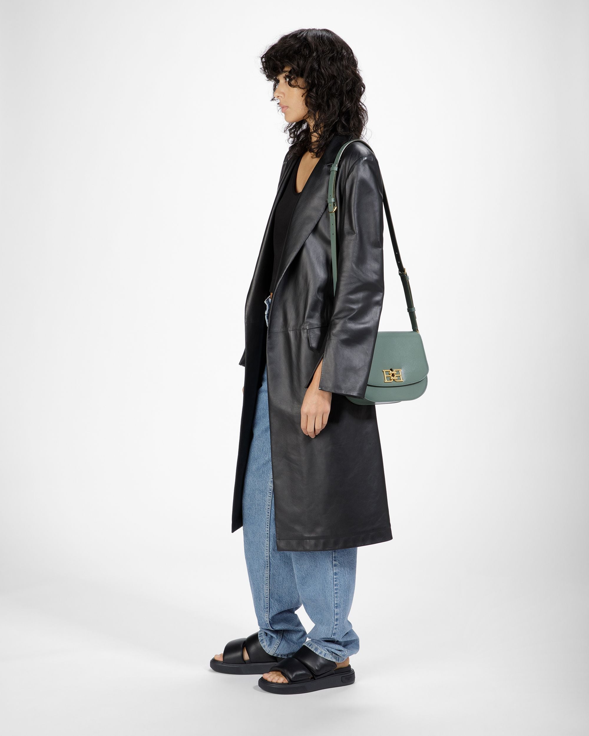 Beckie Sac À Bandoulière En Cuir Vert Sauge - Femme - Bally - 09