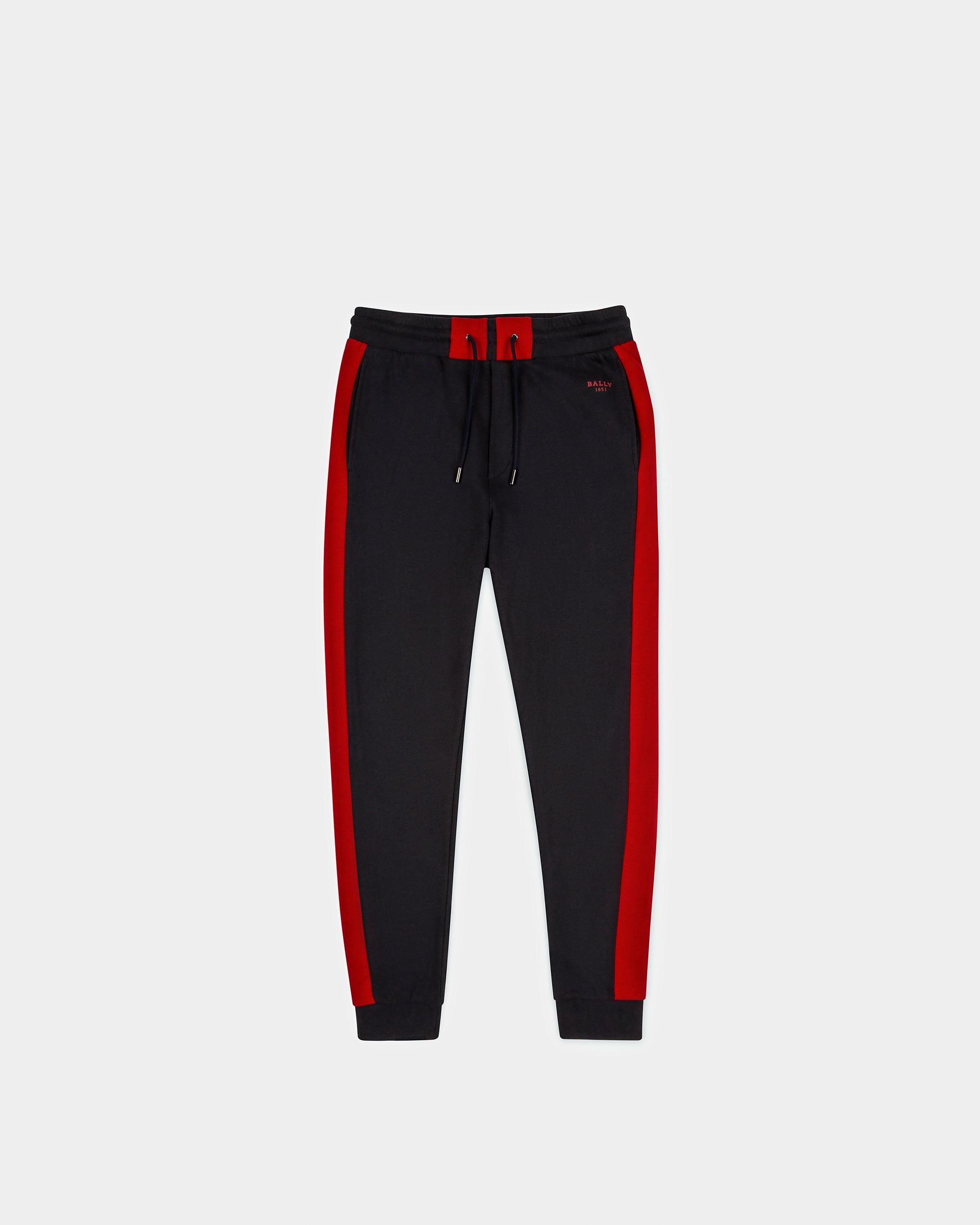 Pantalon De Survêtement En Coton Technique Bleu Marine Et Rouge Bally - Homme - Bally - 01