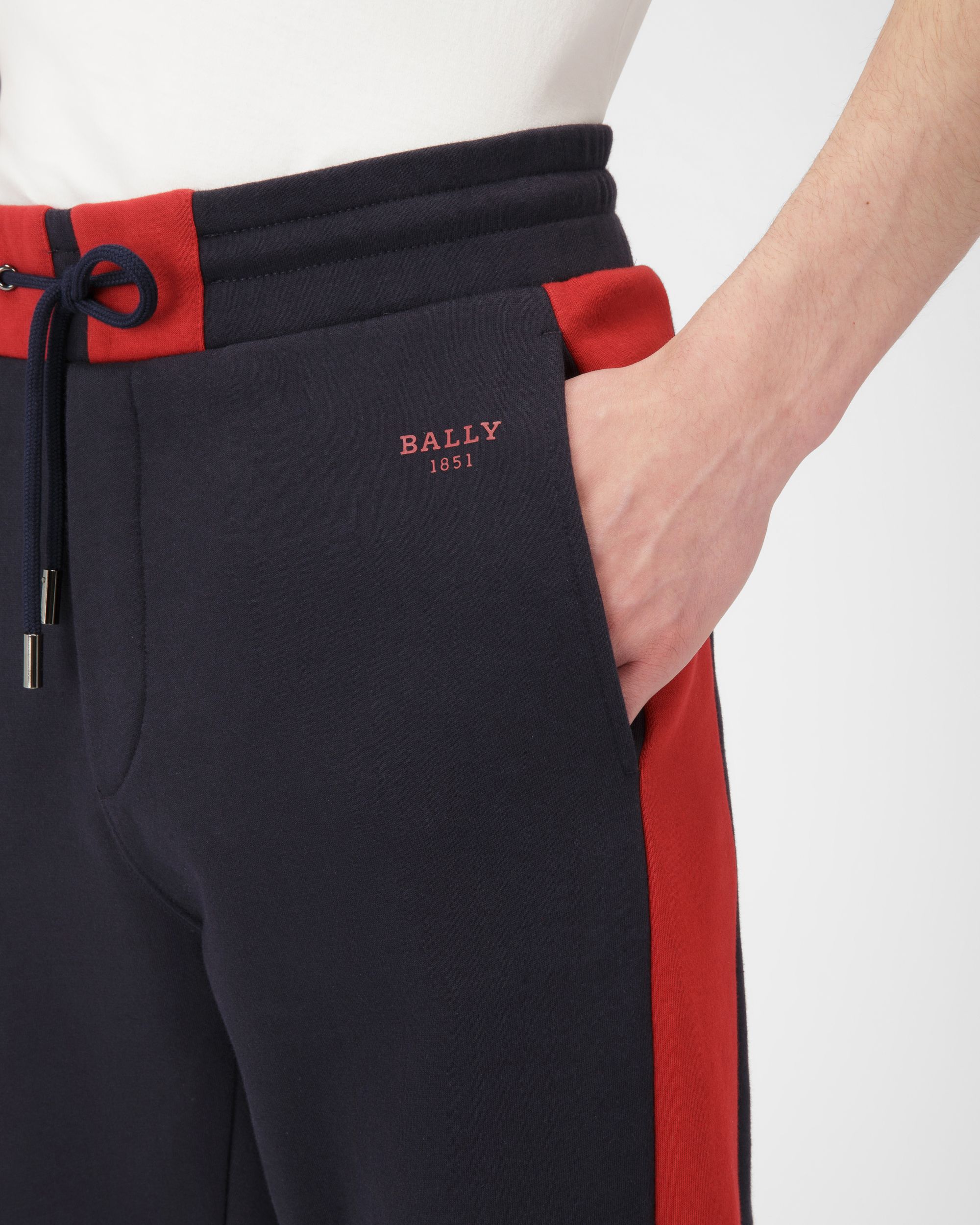 Pantalon De Survêtement En Coton Technique Bleu Marine Et Rouge Bally - Homme - Bally - 04