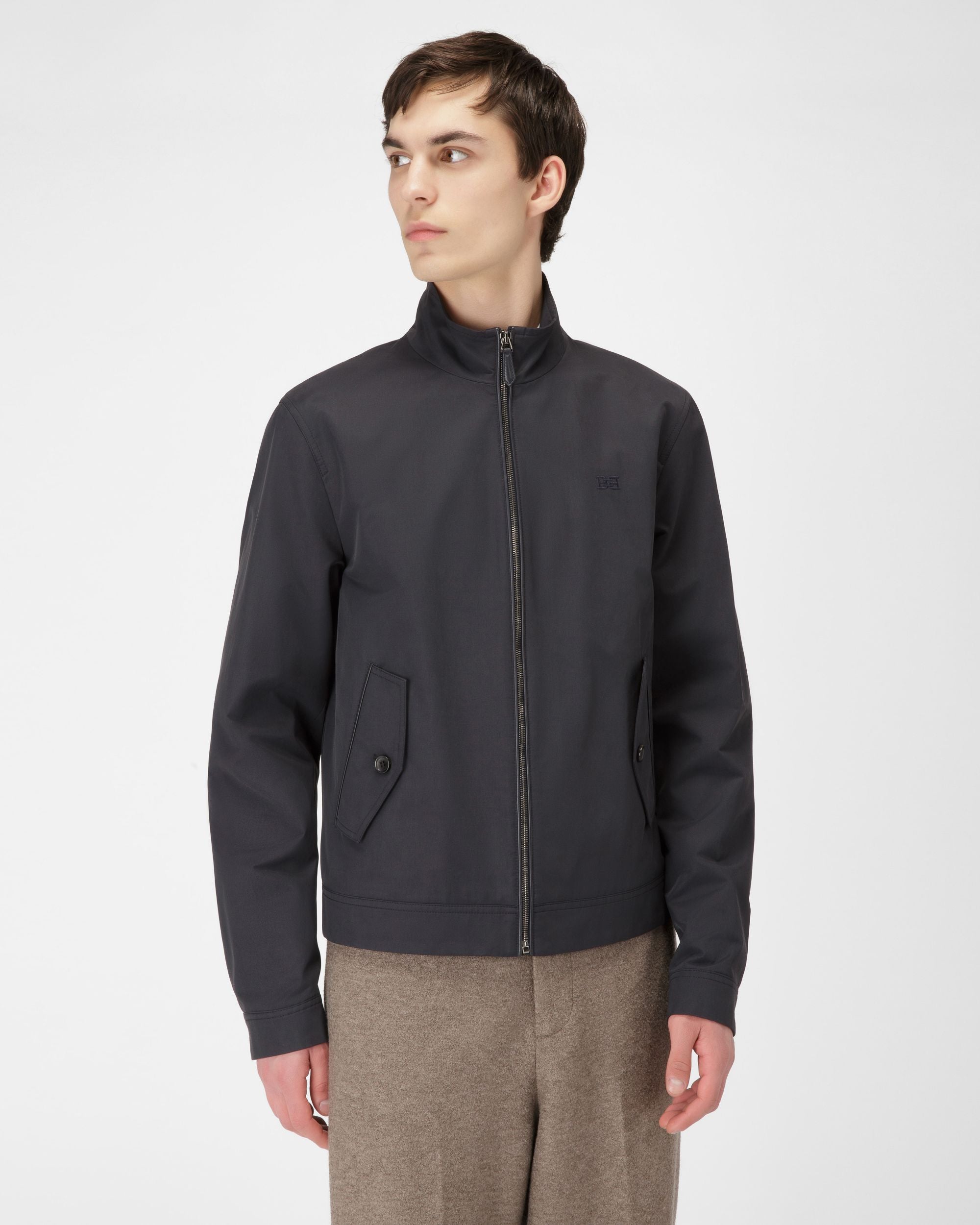 Blouson Bomber En Coton Mélangé Bleu Marine - Homme - Bally - 01