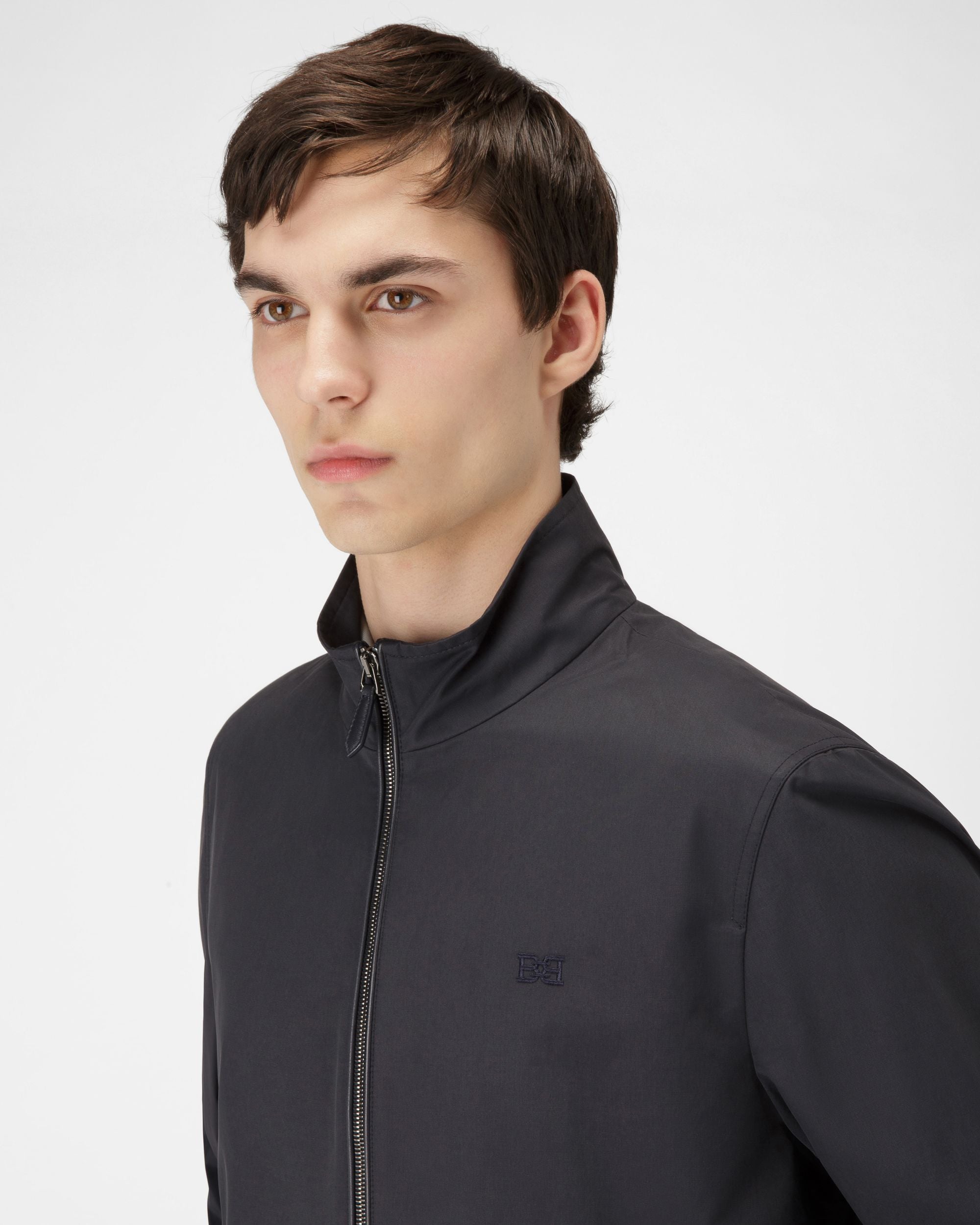 Blouson Bomber En Coton Mélangé Bleu Marine - Homme - Bally - 02