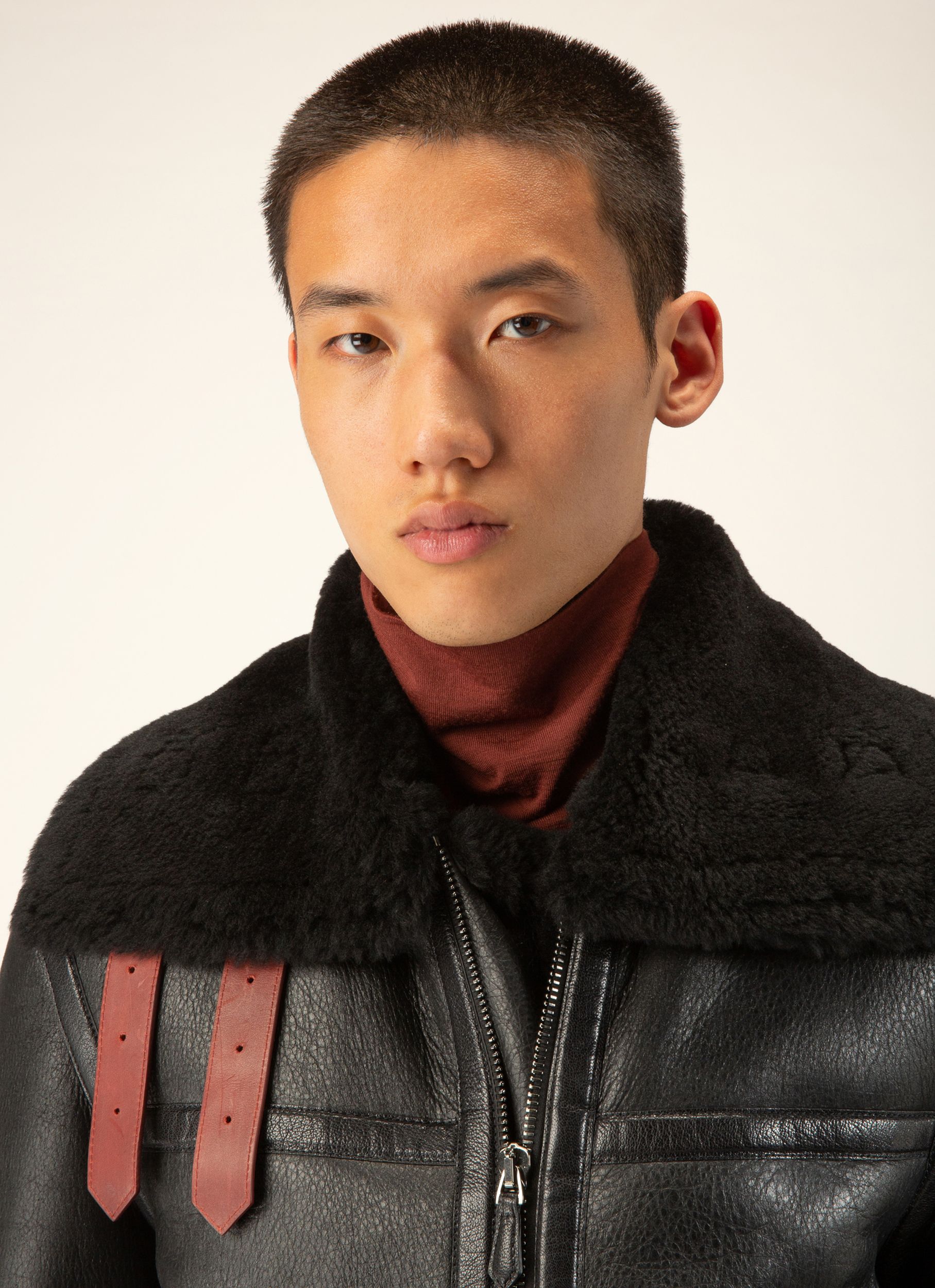 Veste Motard En Shearling Et Cuir Noir - Homme - Bally - 06