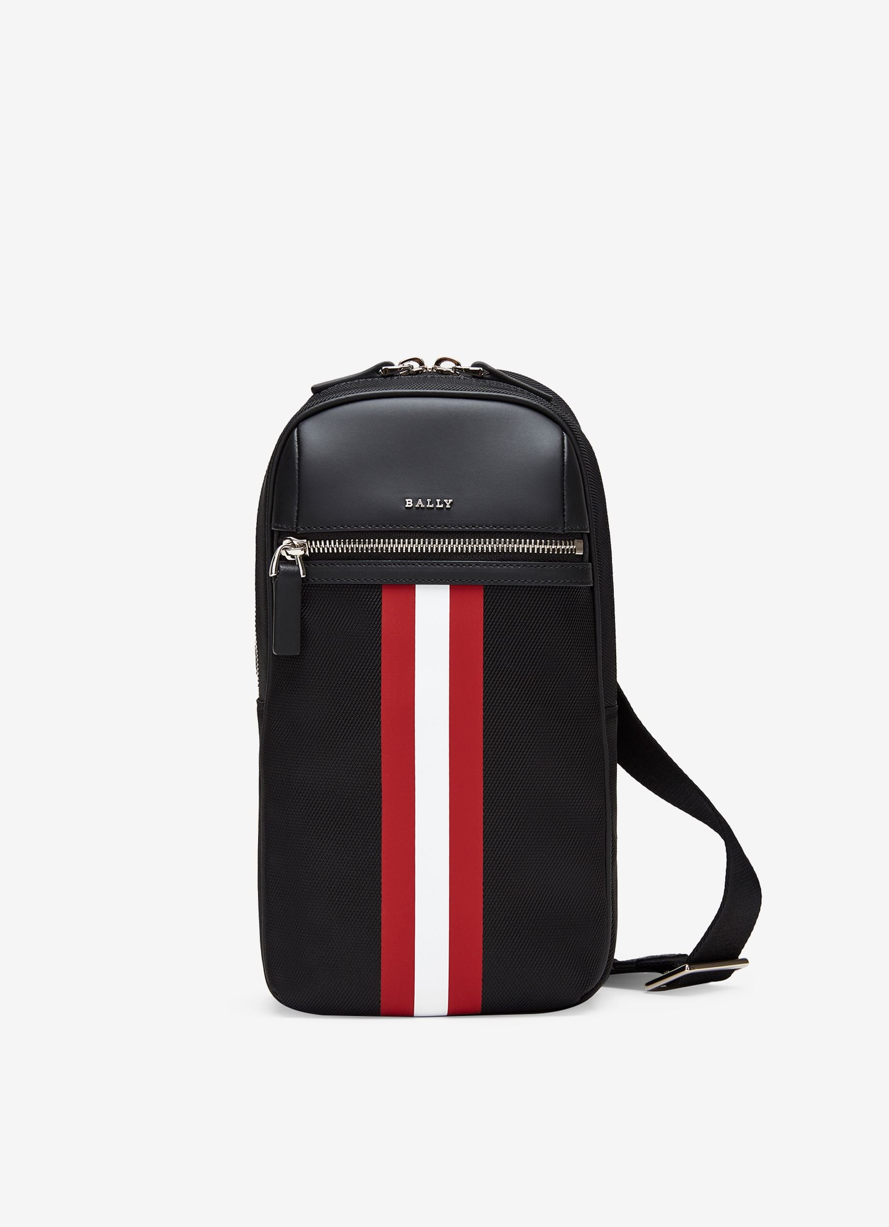 Men's Black Stripe Waist Bag - Homme - Bally - 01