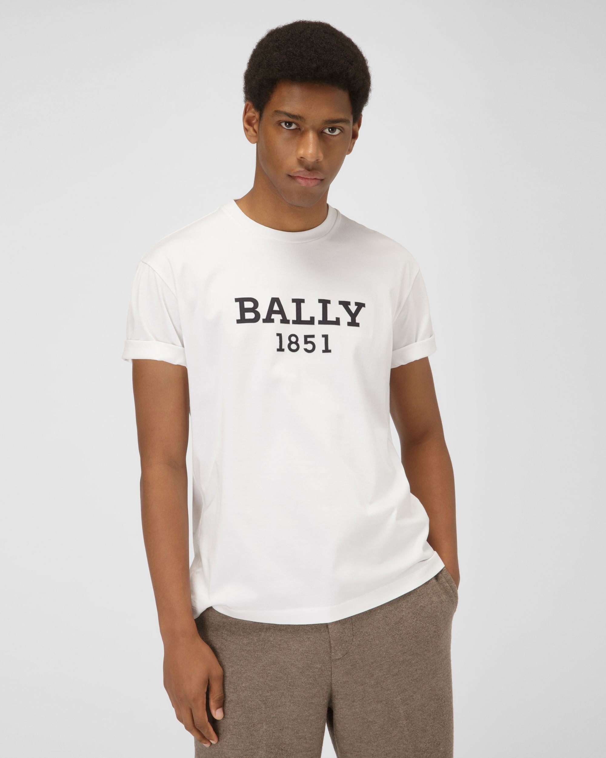 T-Shirt En Coton Blanc - Homme - Bally - 01
