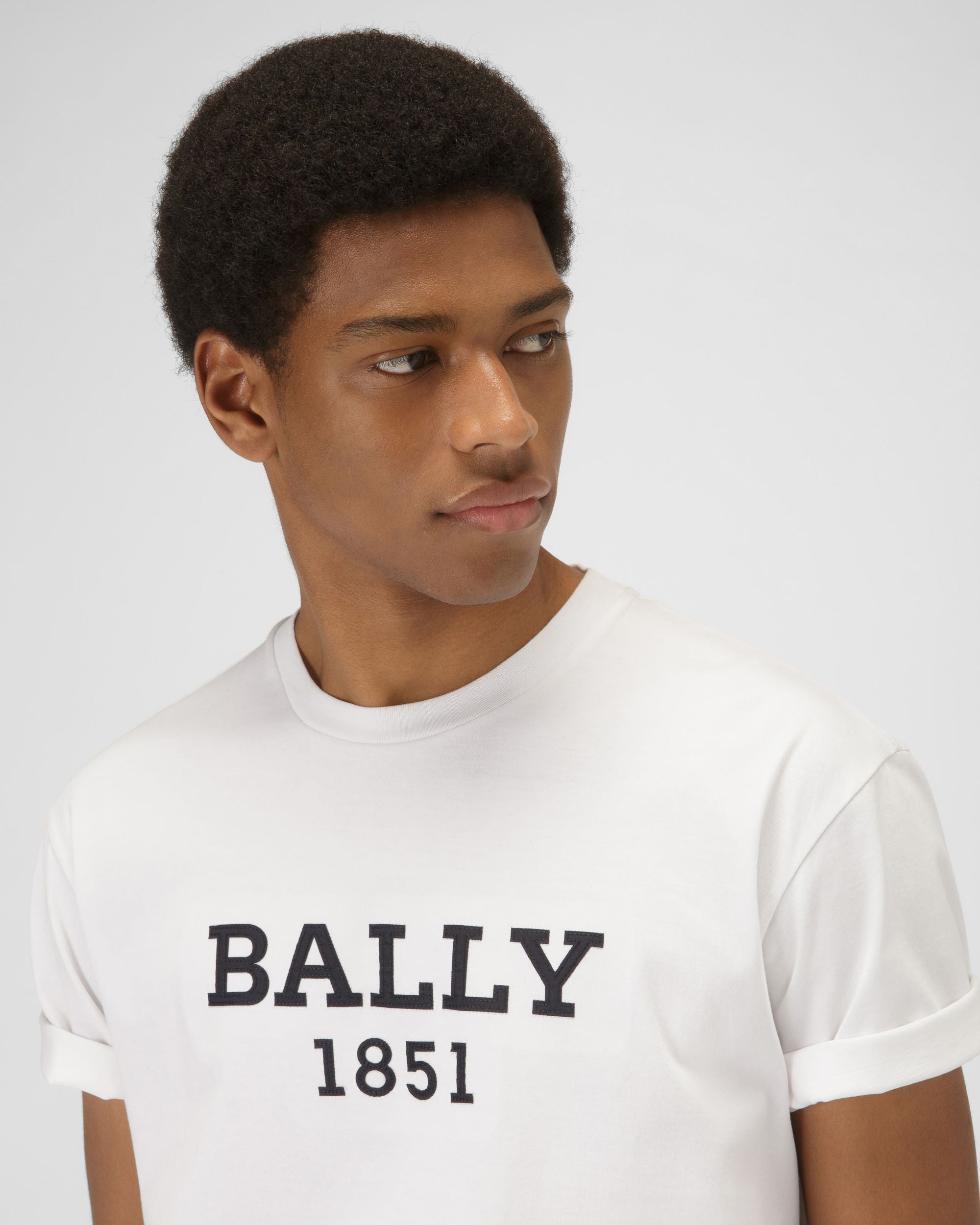 T-Shirt En Coton Blanc - Homme - Bally - 02