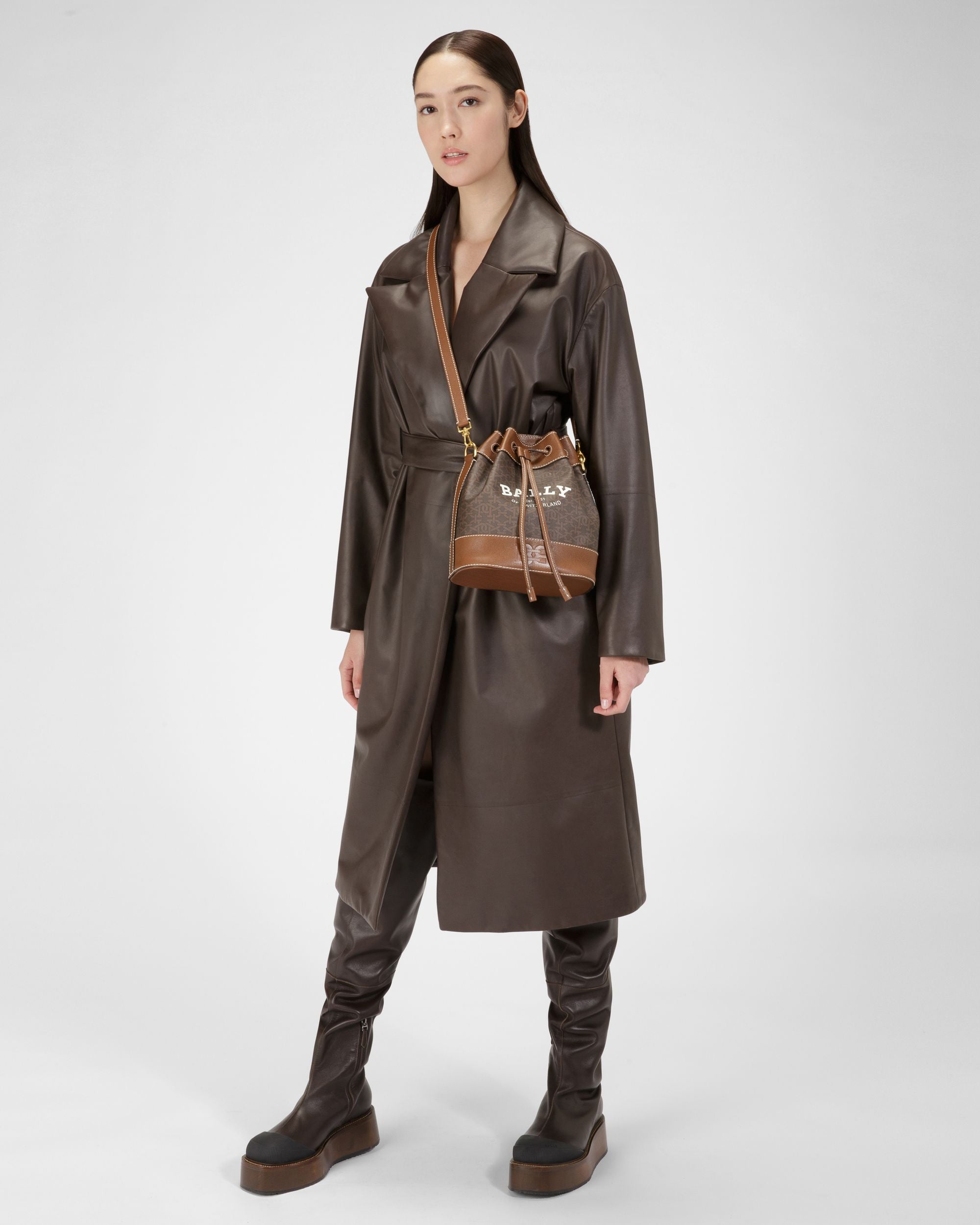 Cleoh Sac Seau En Tpu Marron - Femme - Bally - 02