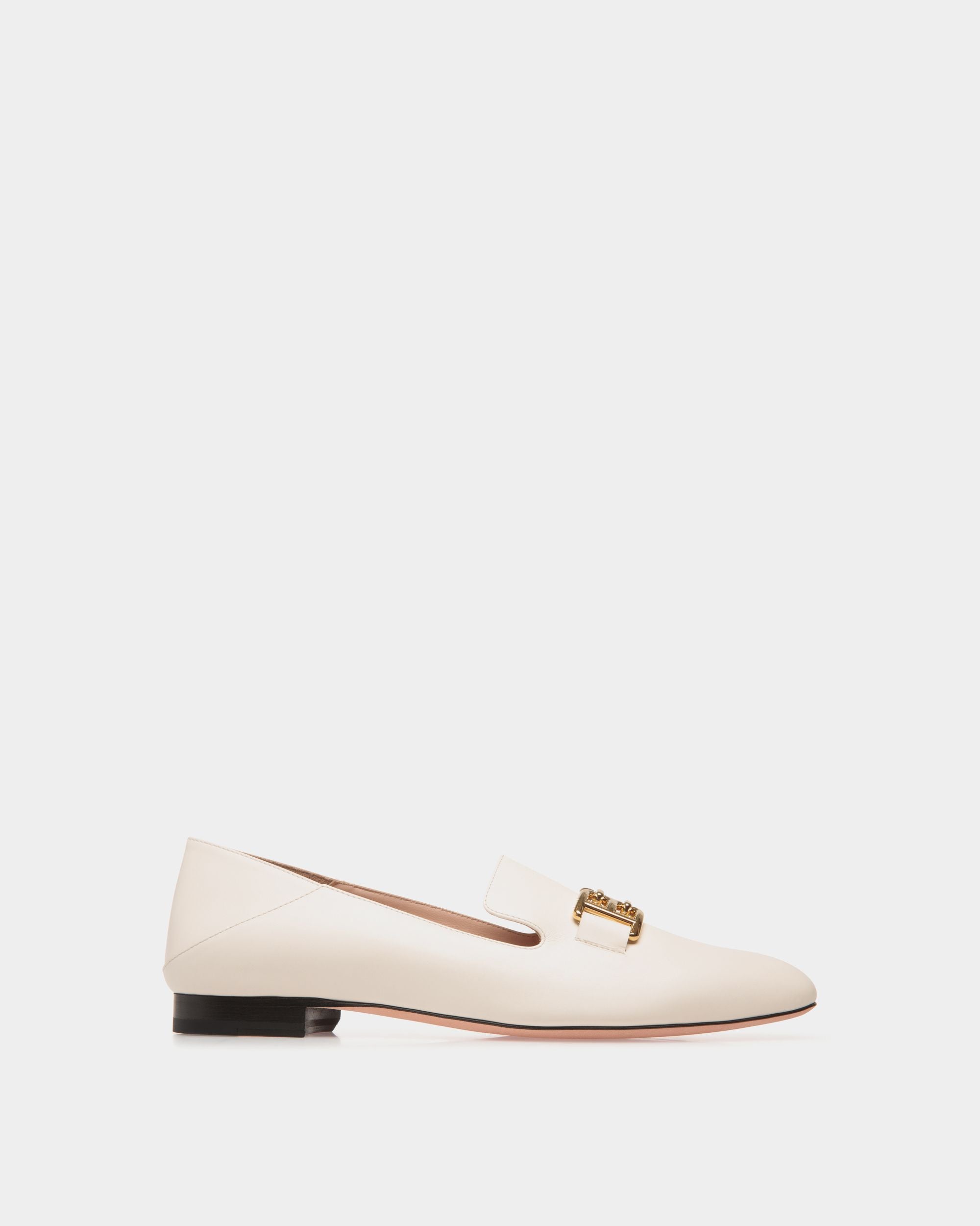 B Chain Flats In White Leather - Femme - Bally - 01