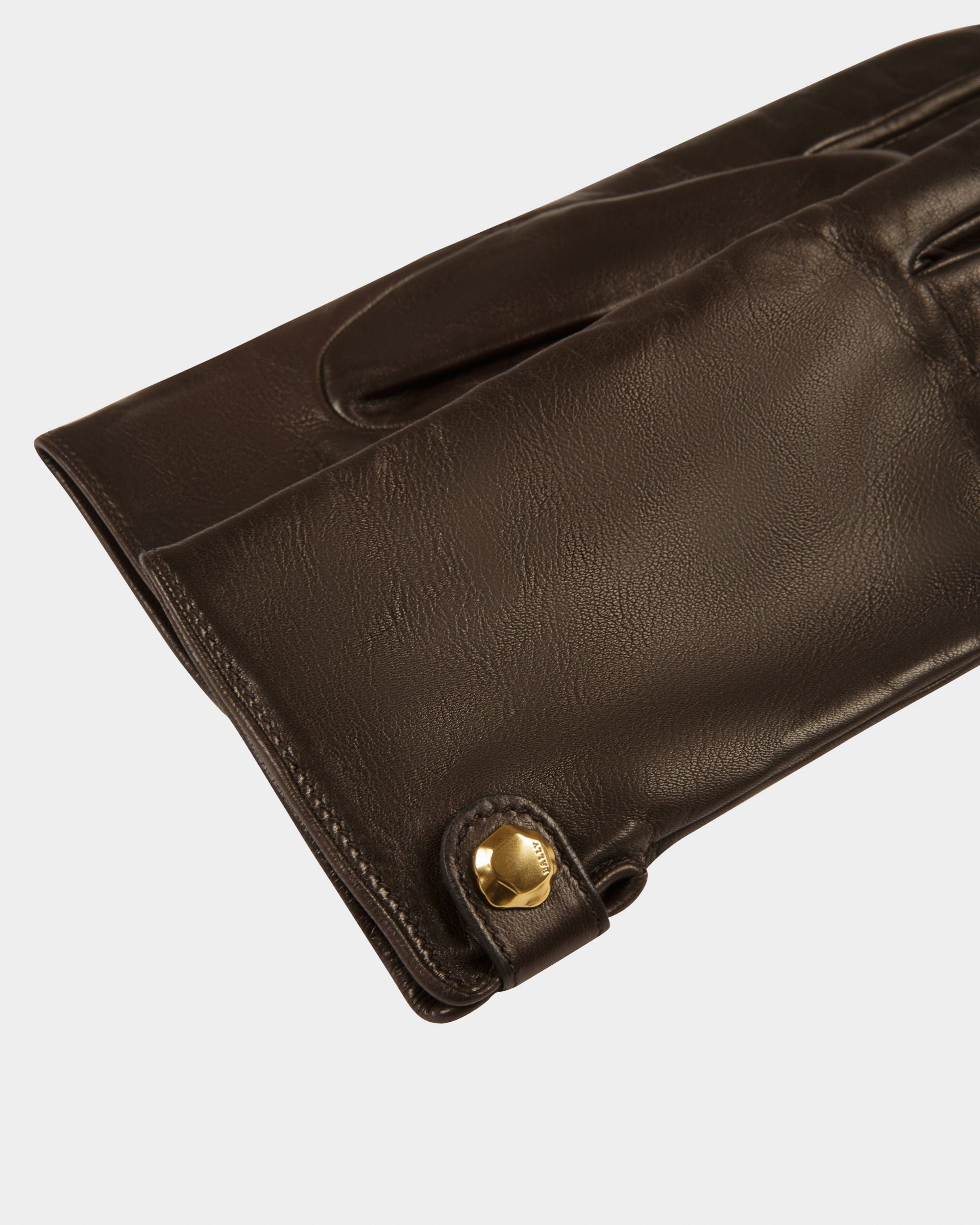 Gants En Cuir Marron Ébène - Femme - Bally - 02