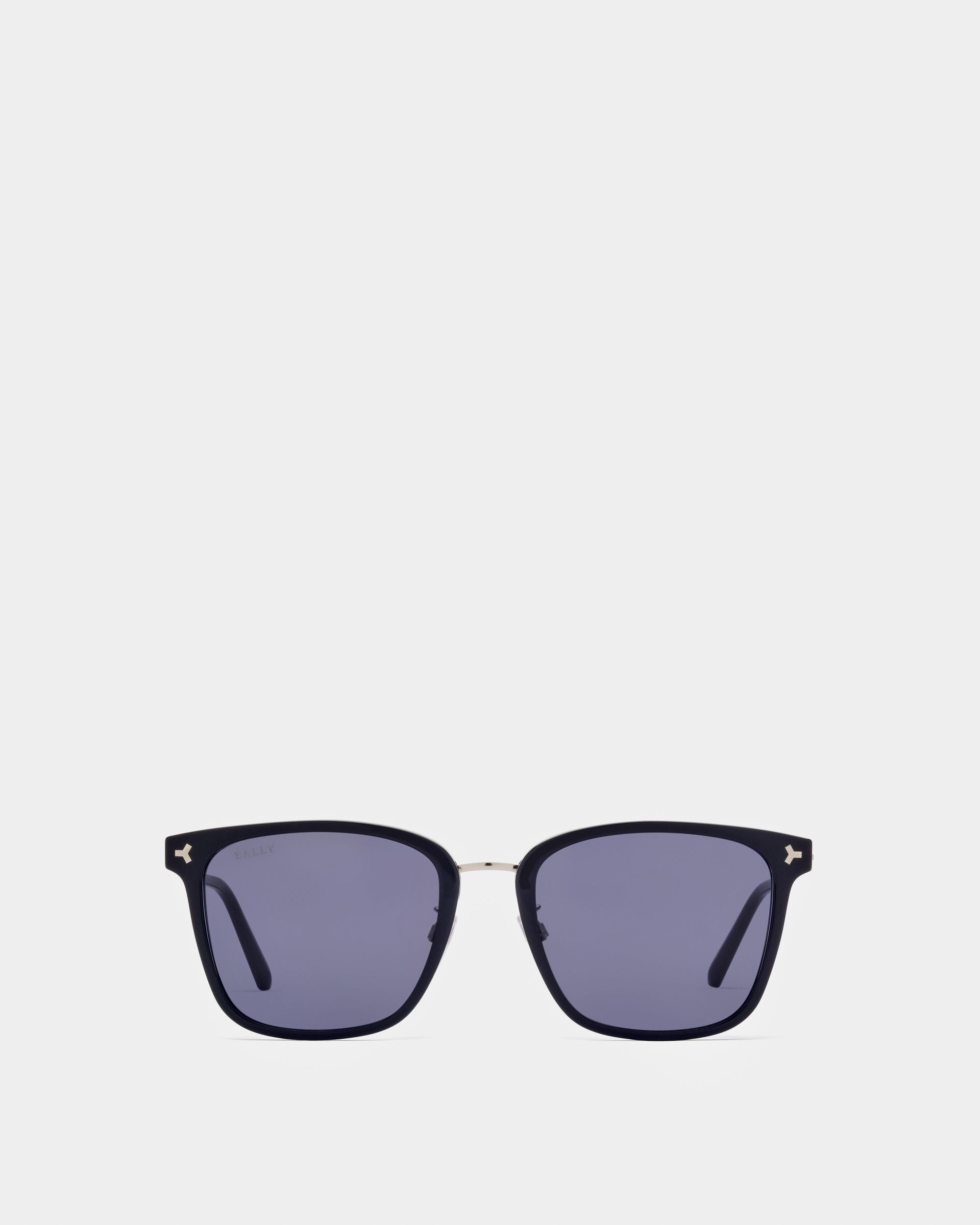 Klaus Lunettes De Soleil En Acétate Noir Brillant Et Verres Fumés Bleus - Homme - Bally - 01