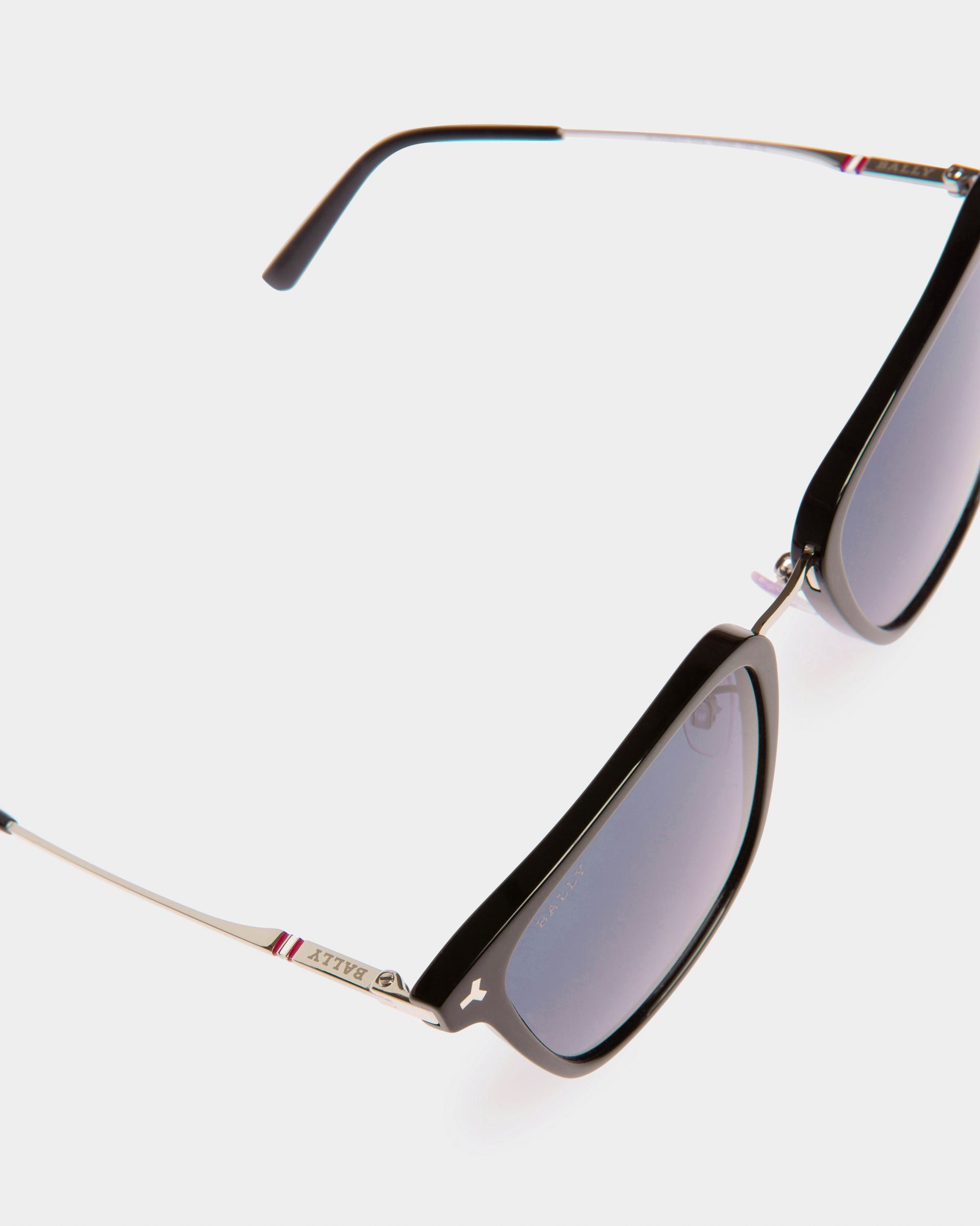Klaus Lunettes De Soleil En Acétate Noir Brillant Et Verres Fumés Bleus - Homme - Bally - 02