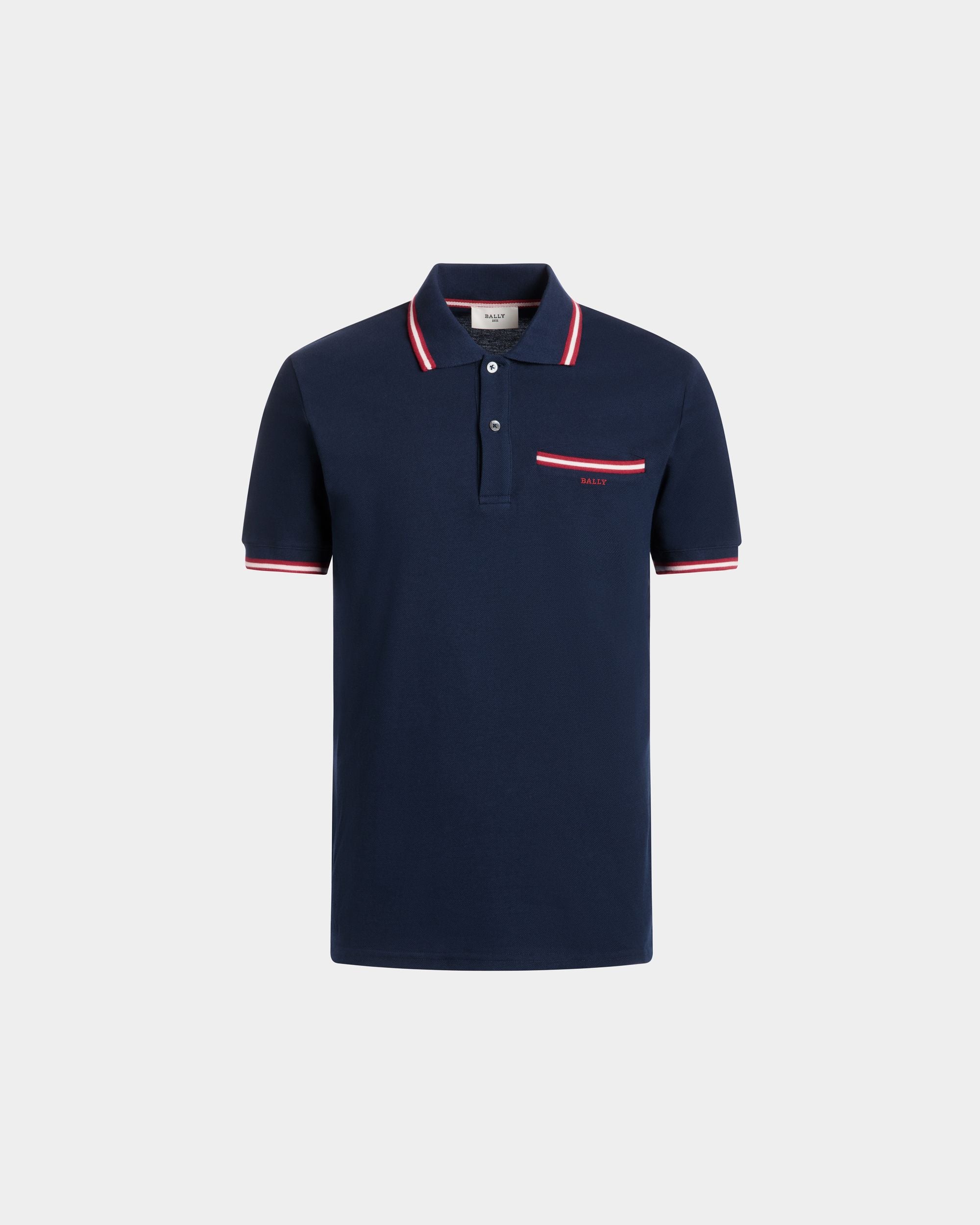 Polo En Maille Piquée De Coton Bleu - Homme - Bally - 01