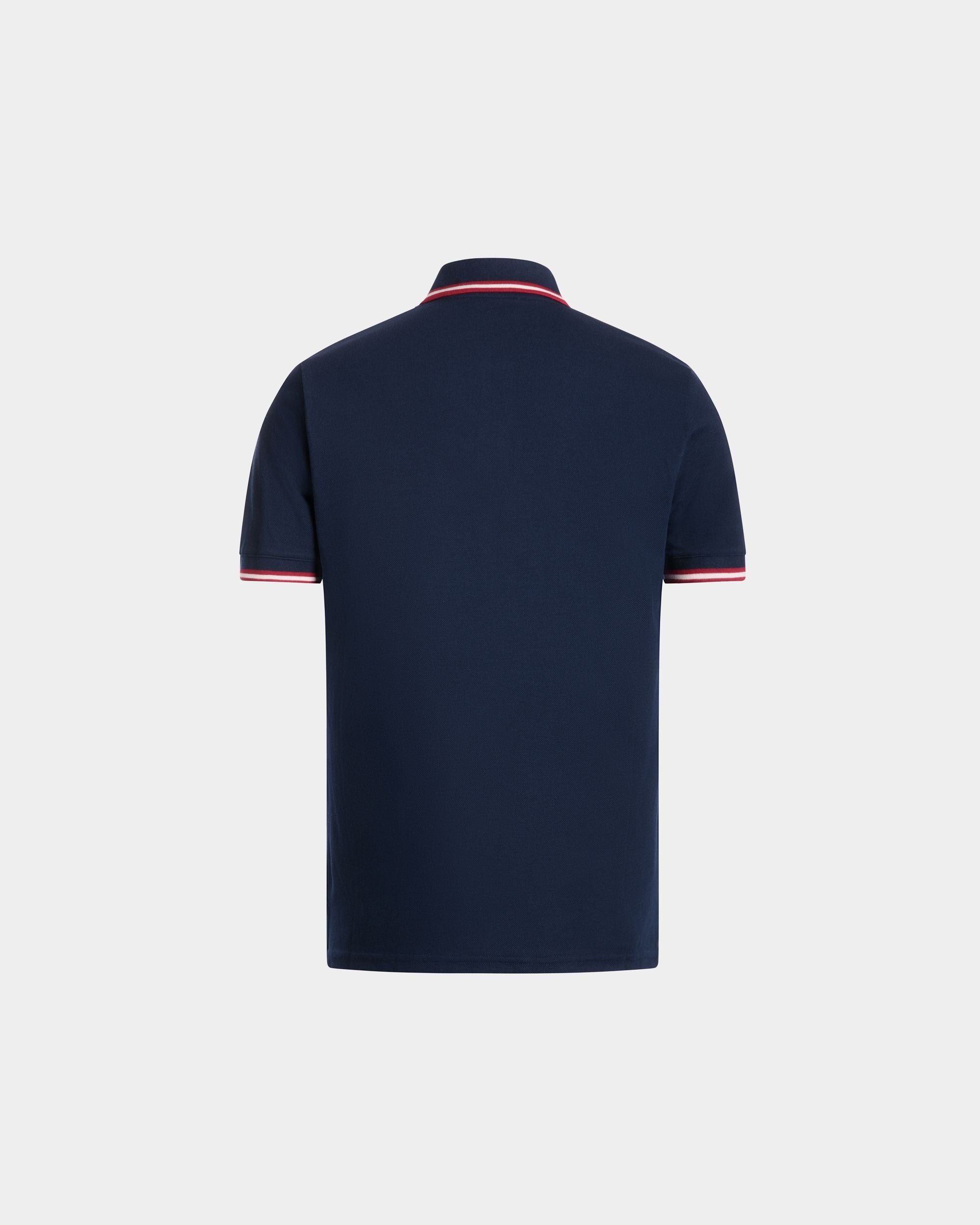 Polo En Maille Piquée De Coton Bleu - Homme - Bally - 03