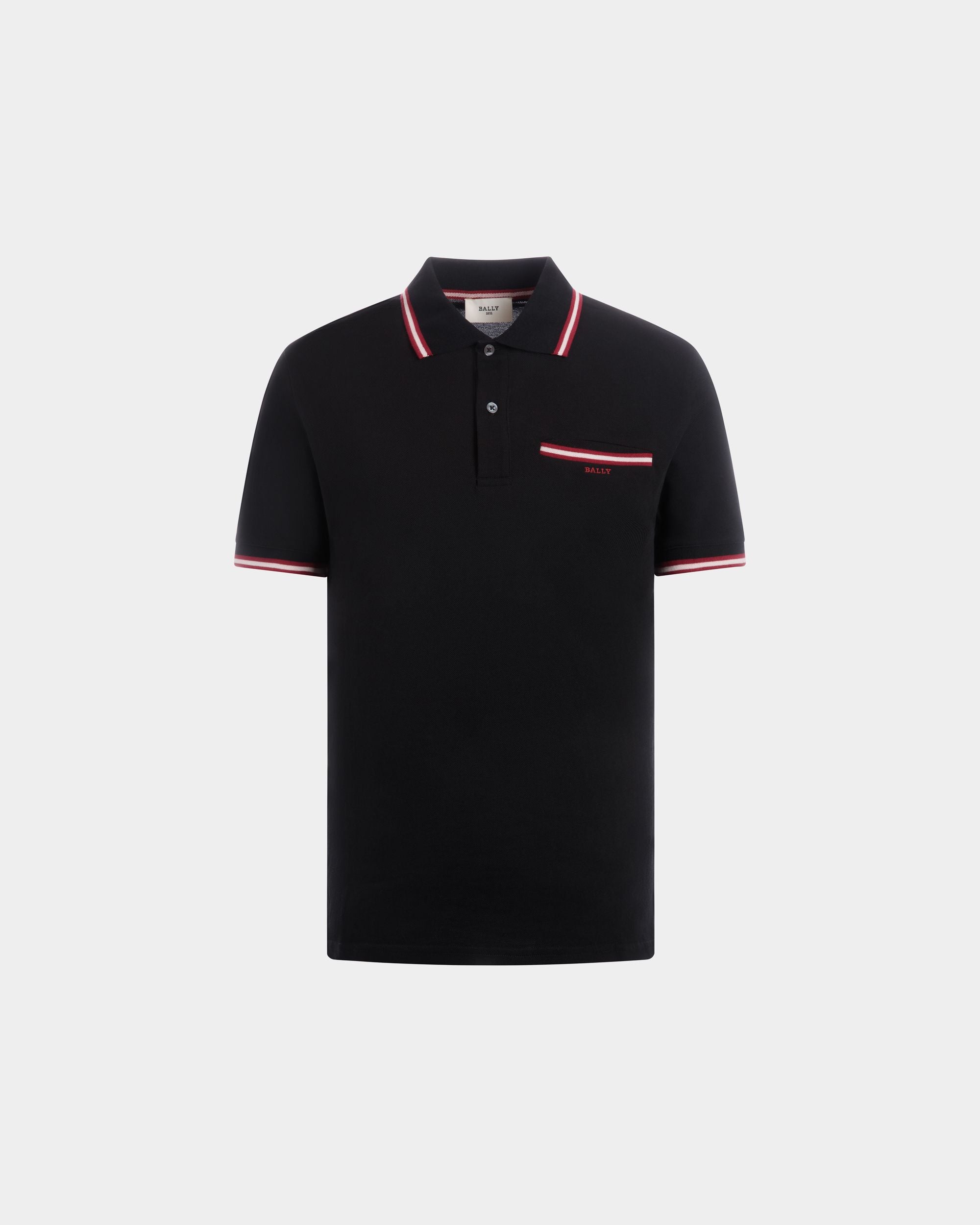Polo En Maille Piquée De Coton Noir - Homme - Bally - 01