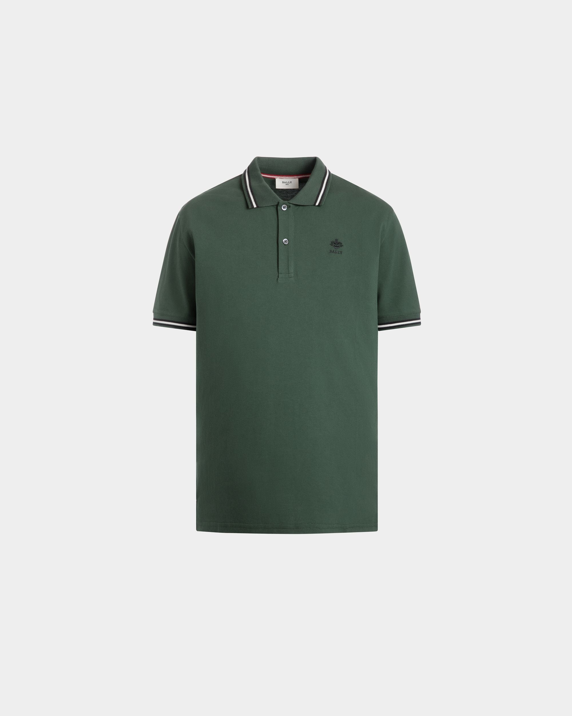Polo En Maille Piquée De Coton Vert - Homme - Bally - 01