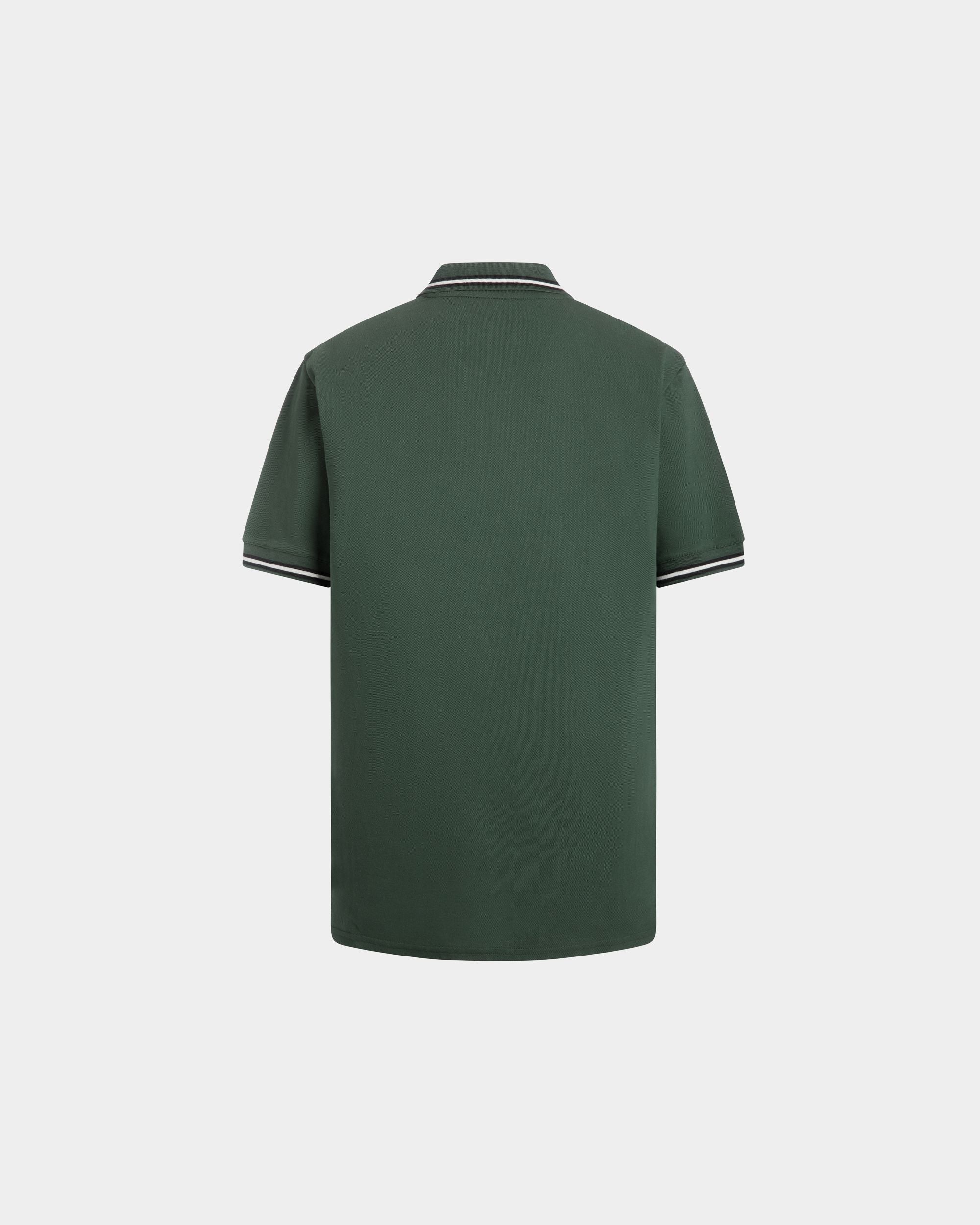 Polo En Maille Piquée De Coton Vert - Homme - Bally - 03