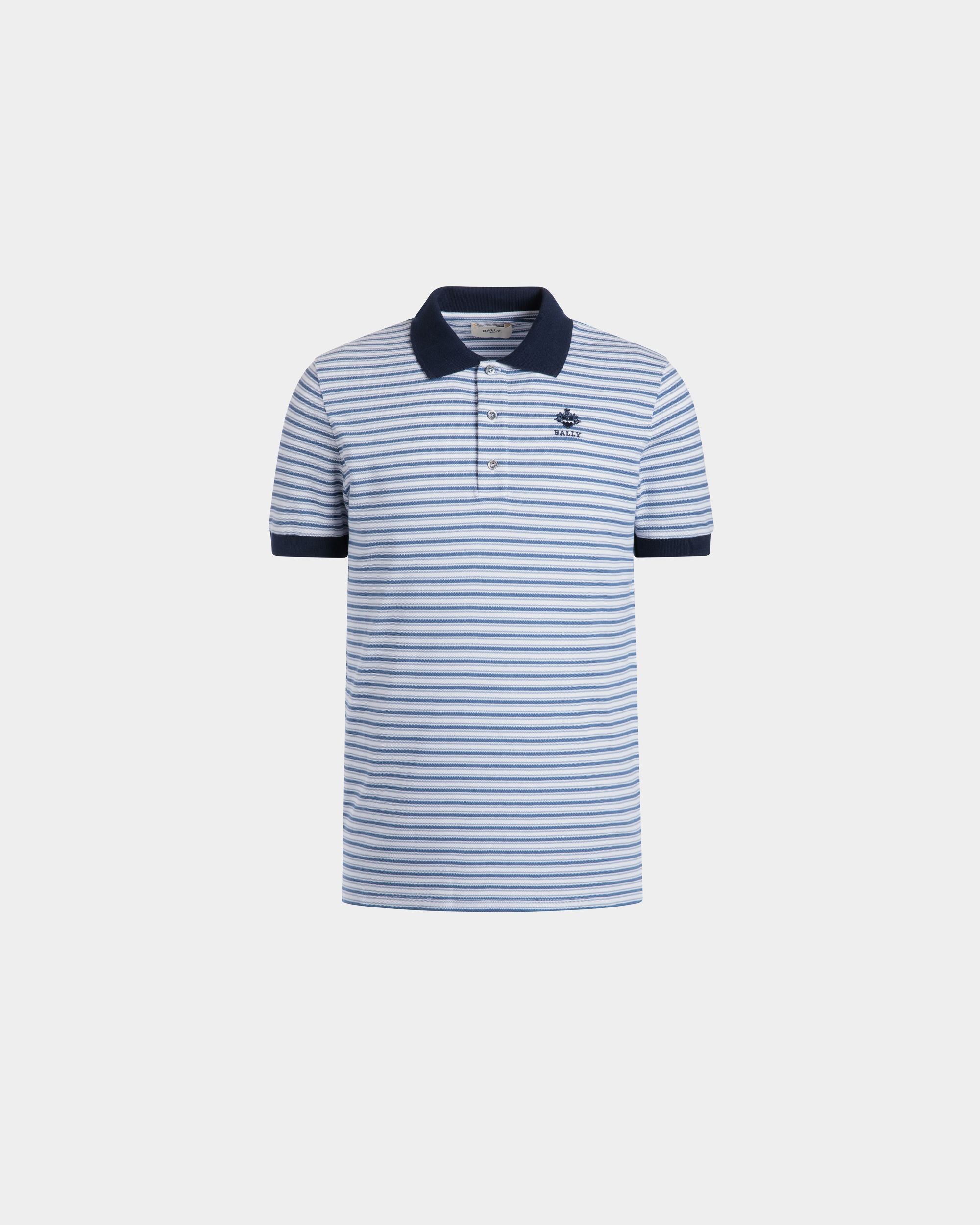 Polo En Maille Piquée De Coton Rayée Bleu - Homme - Bally - 01