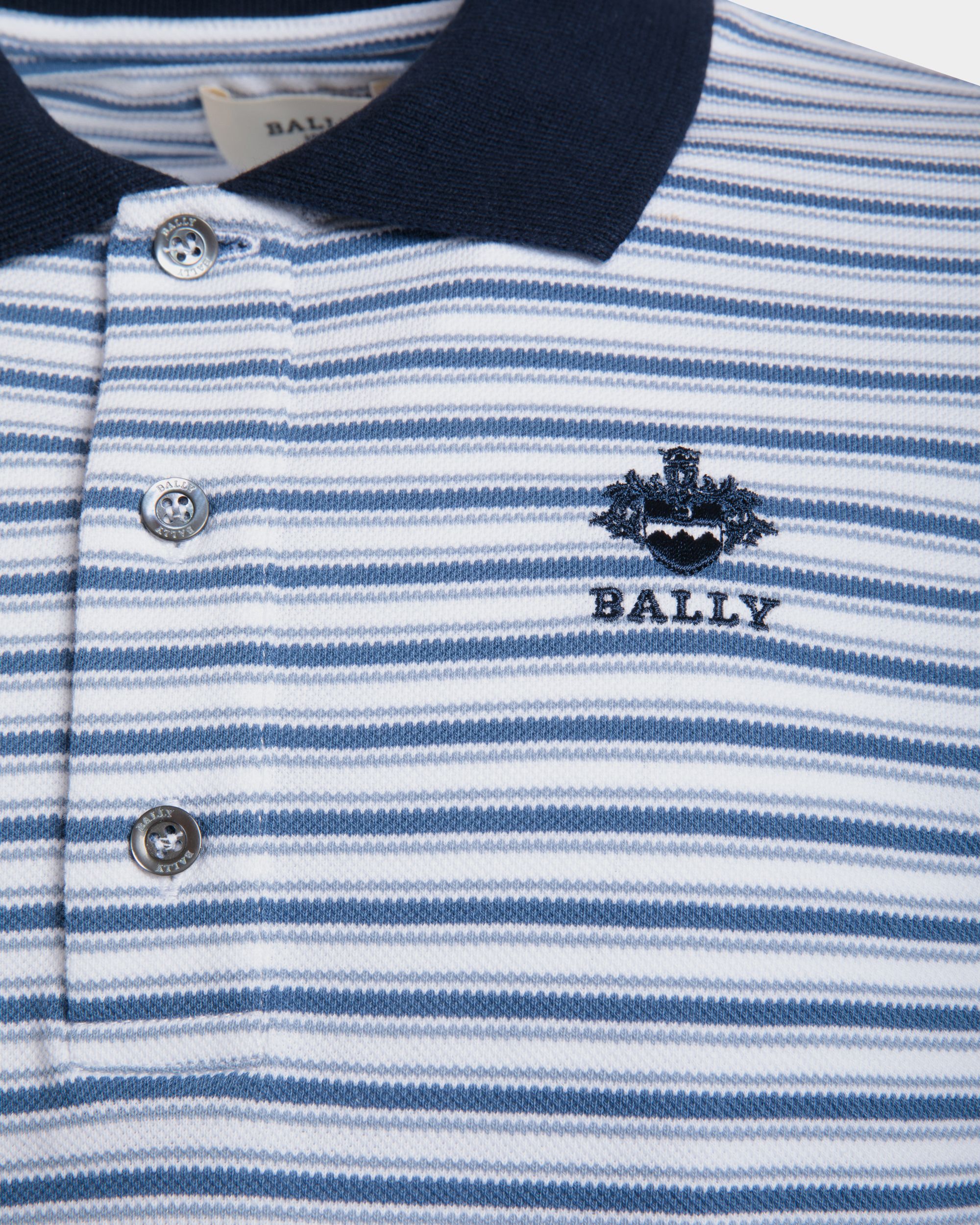 Polo En Maille Piquée De Coton Rayée Bleu - Homme - Bally - 02