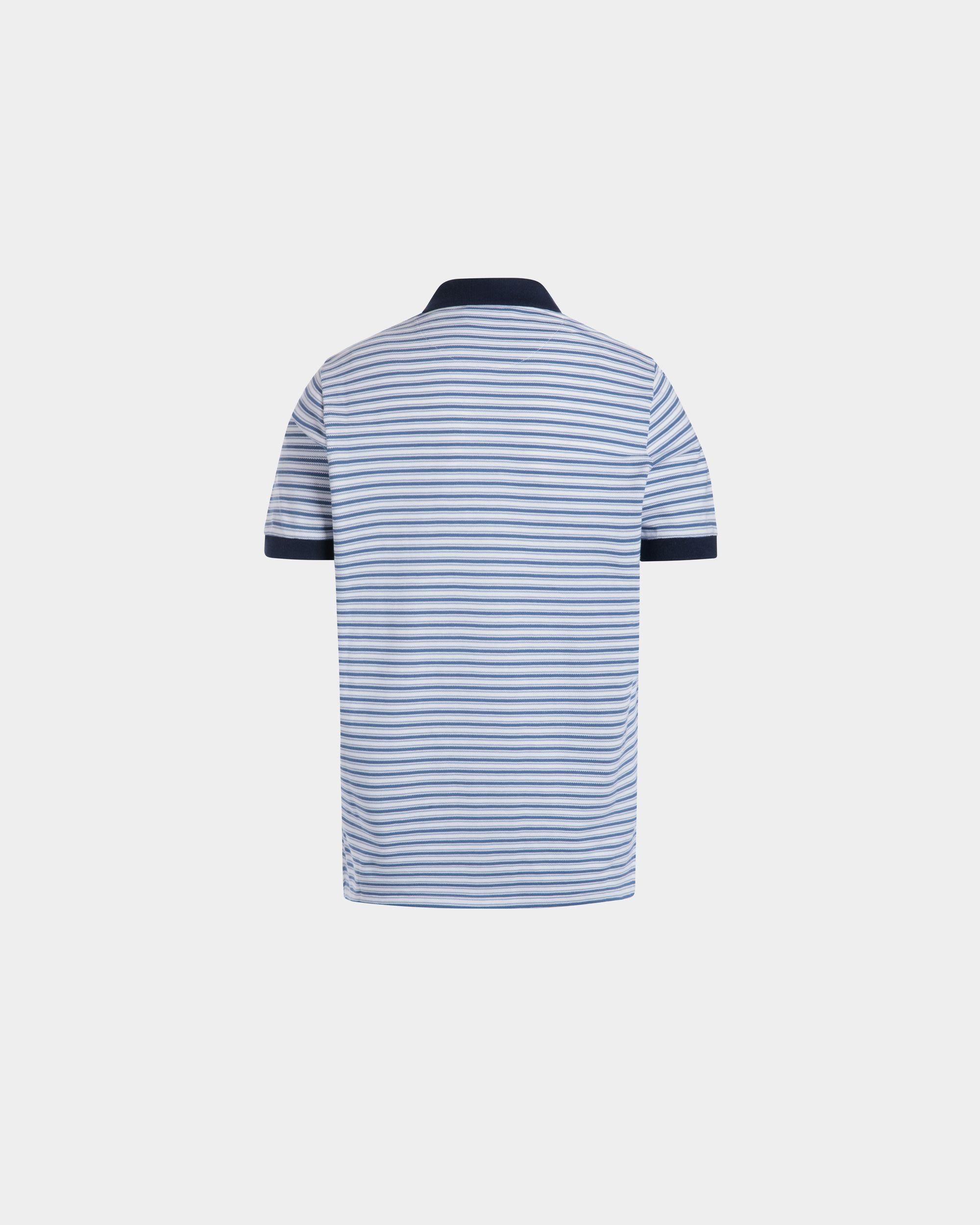 Polo En Maille Piquée De Coton Rayée Bleu - Homme - Bally - 03