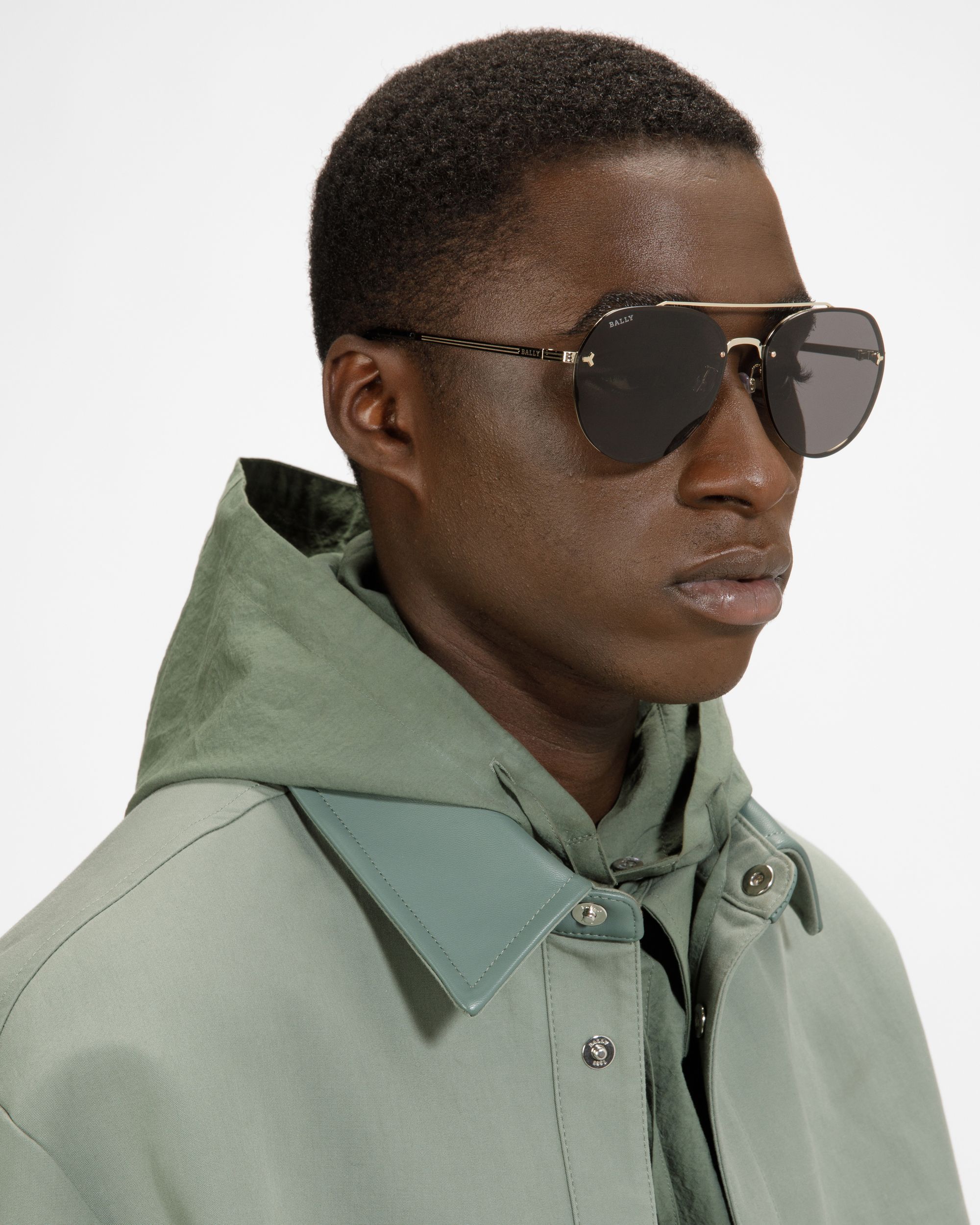 Lunettes De Soleil Aviateur Brad En Métal Doré - Homme - Bally - 02