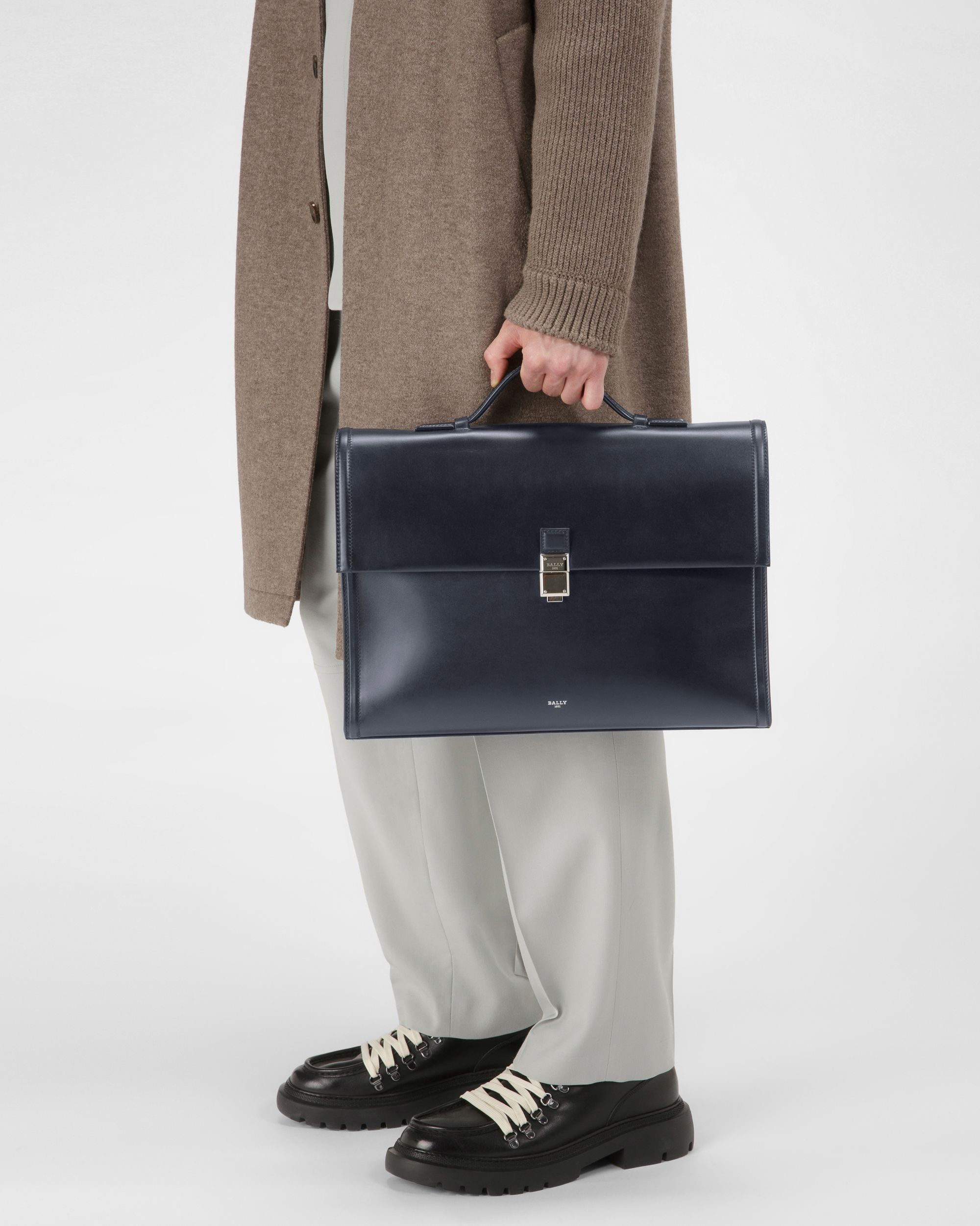 Soroh Serviette En Cuir Bleu Marine - Homme - Bally - 02