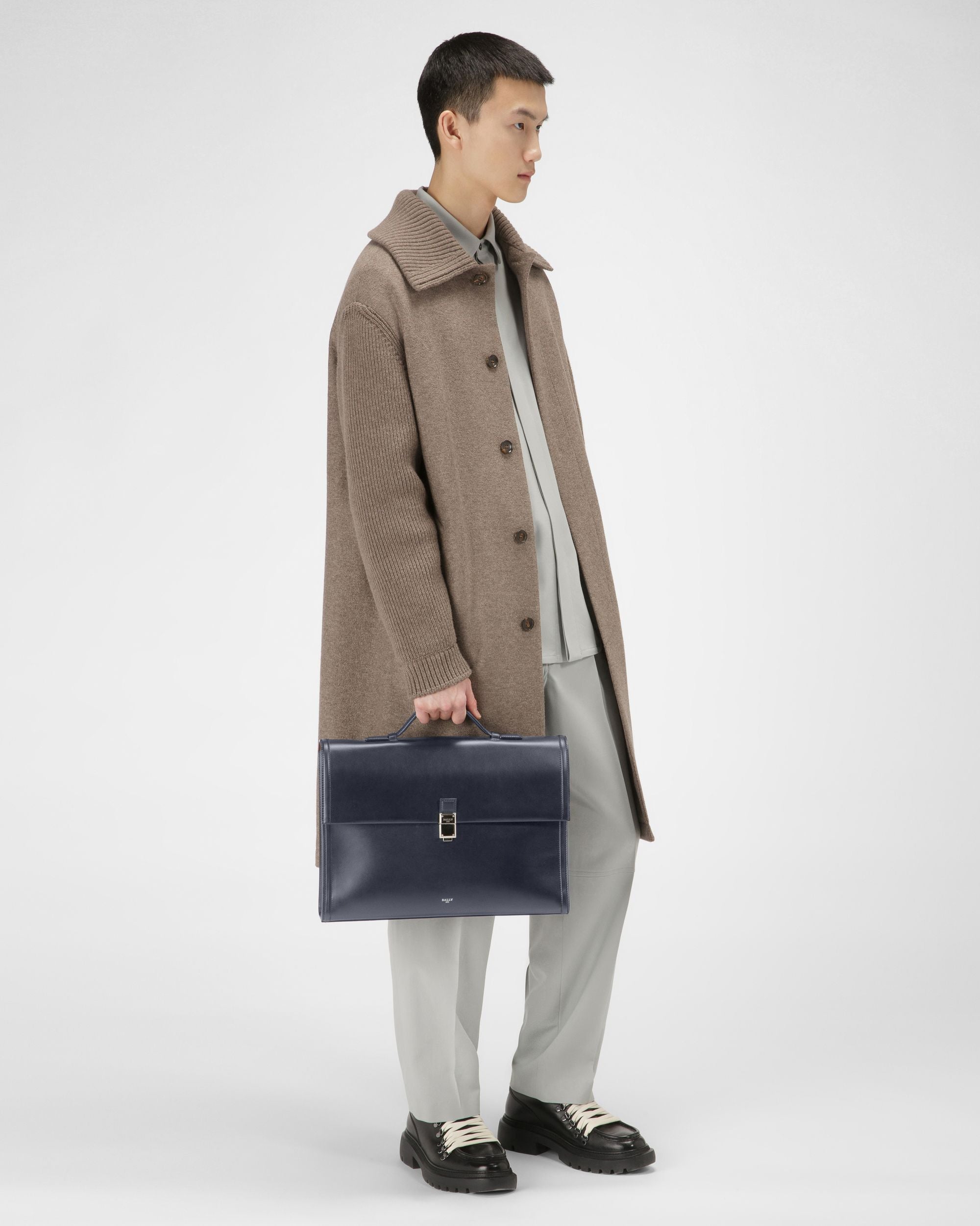 Soroh Serviette En Cuir Bleu Marine - Homme - Bally - 08