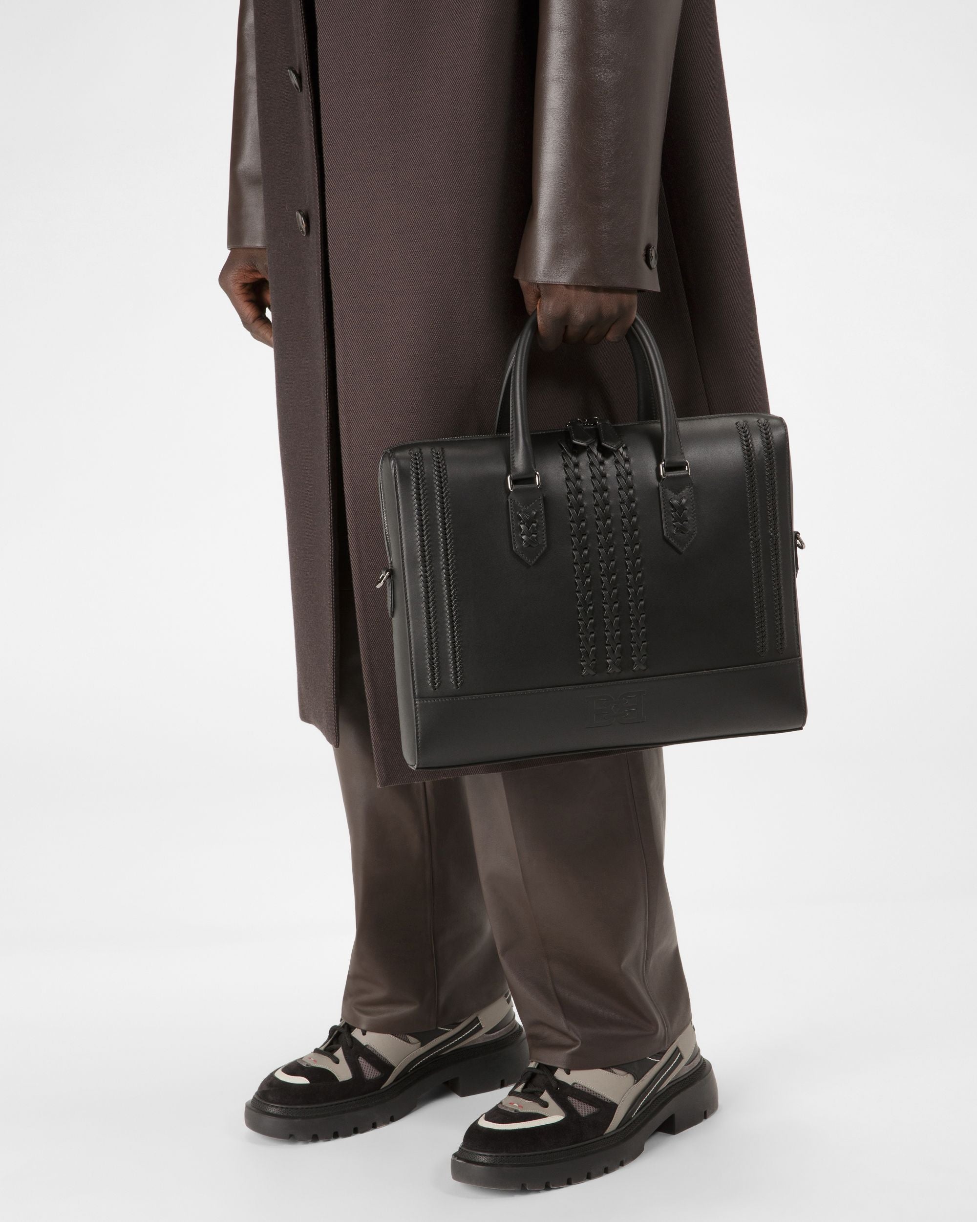 Celter Sac Professionnel En Cuir Noir - Homme - Bally - 02