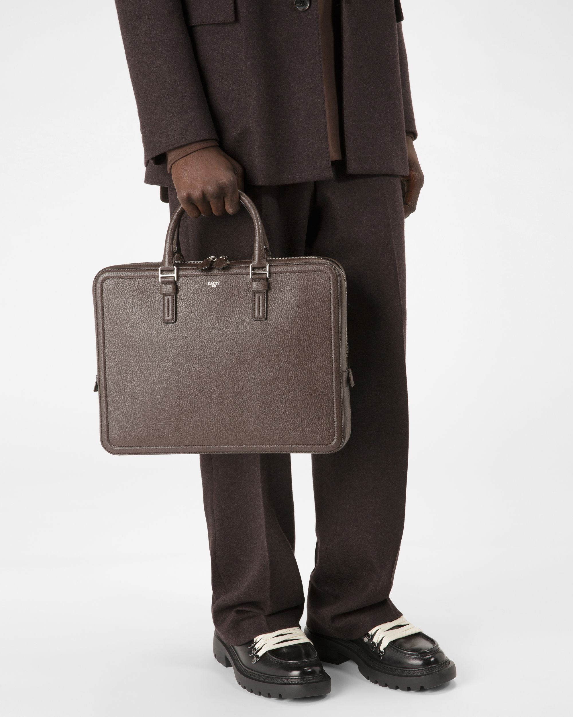 Sergy Sac Professionnel En Cuir Marron Ébène - Homme - Bally - 02